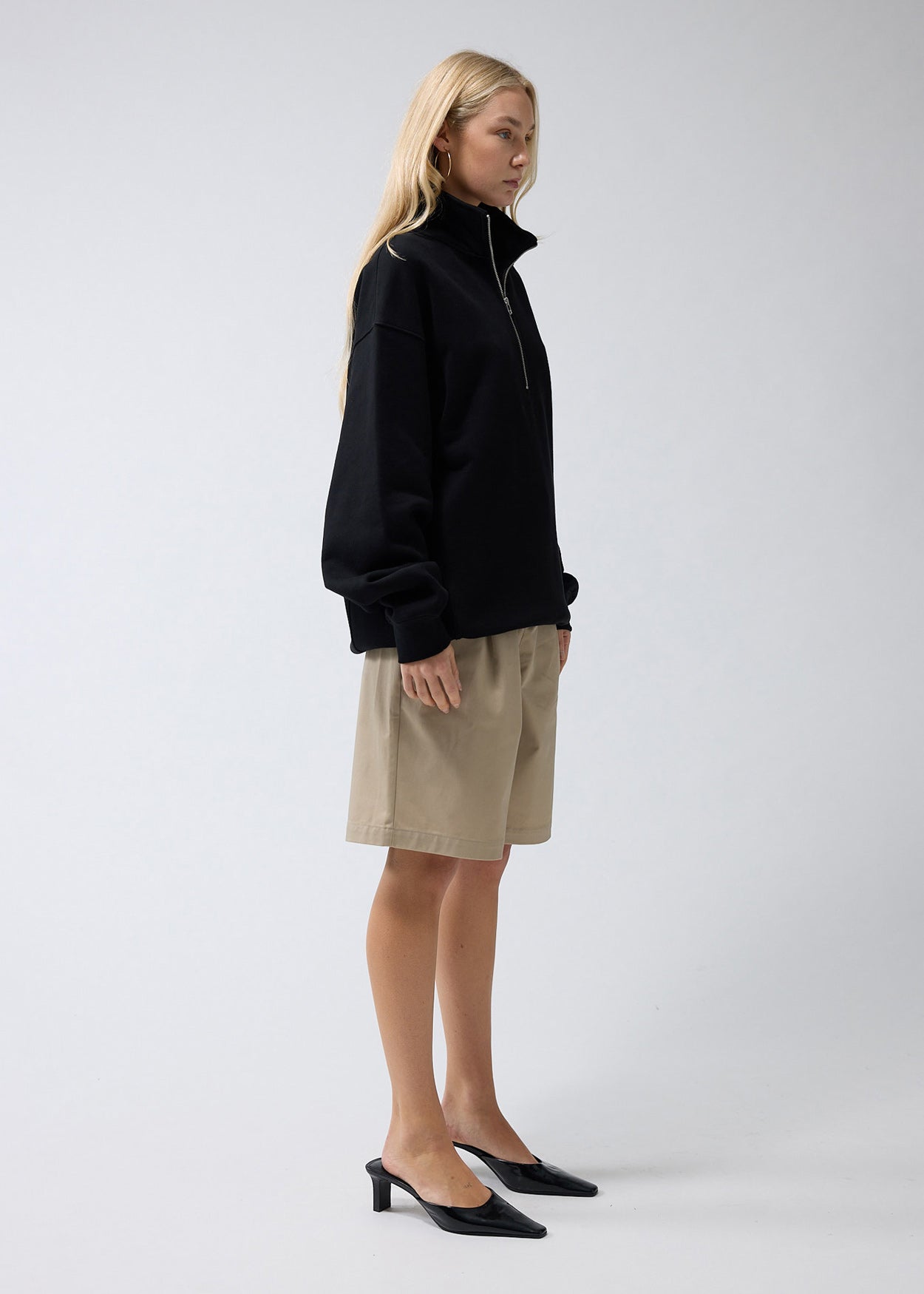 LOGO HALF ZIP BLACK