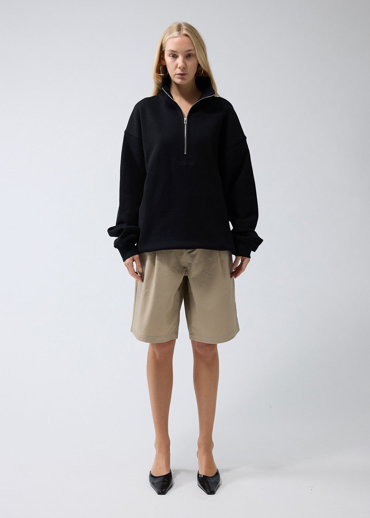 LOGO HALF ZIP BLACK