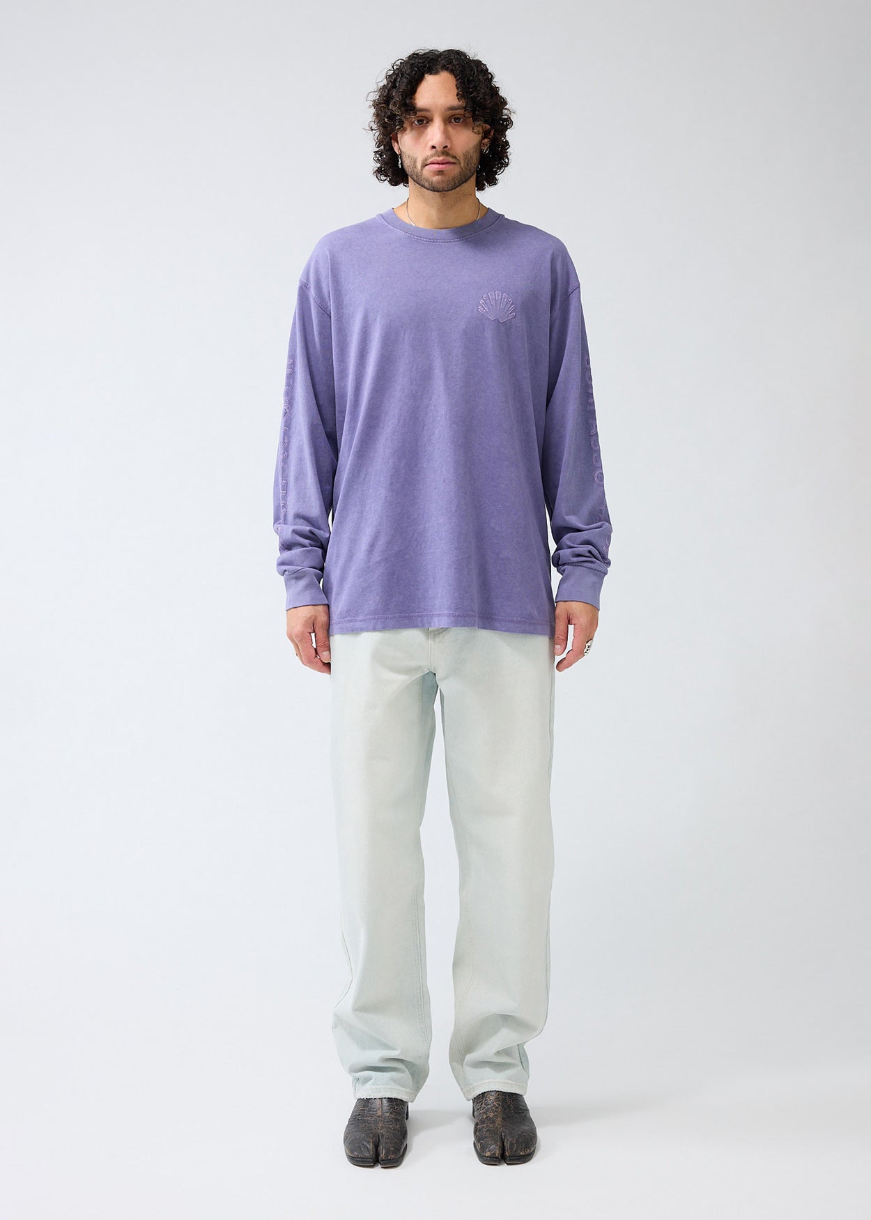 LOGO LONGSLEEVE WASHED EMBRO PURPLE HAZE