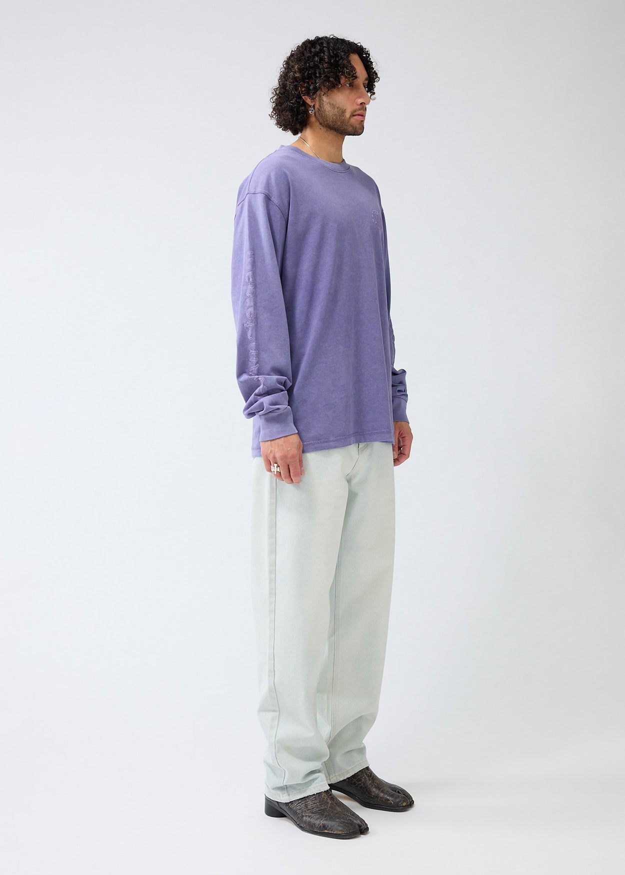 LOGO LONGSLEEVE WASHED EMBRO PURPLE HAZE