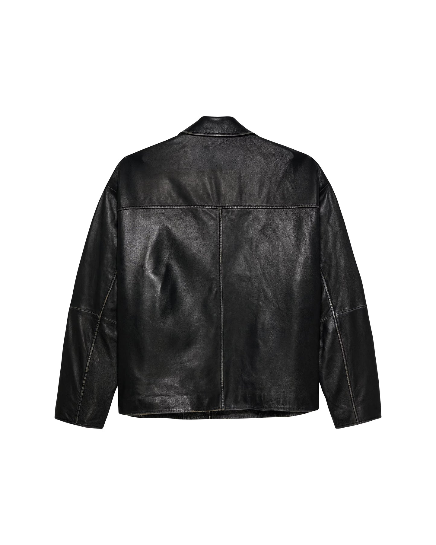 LEATHER JACKET BOXY FIT WASHED BLACK