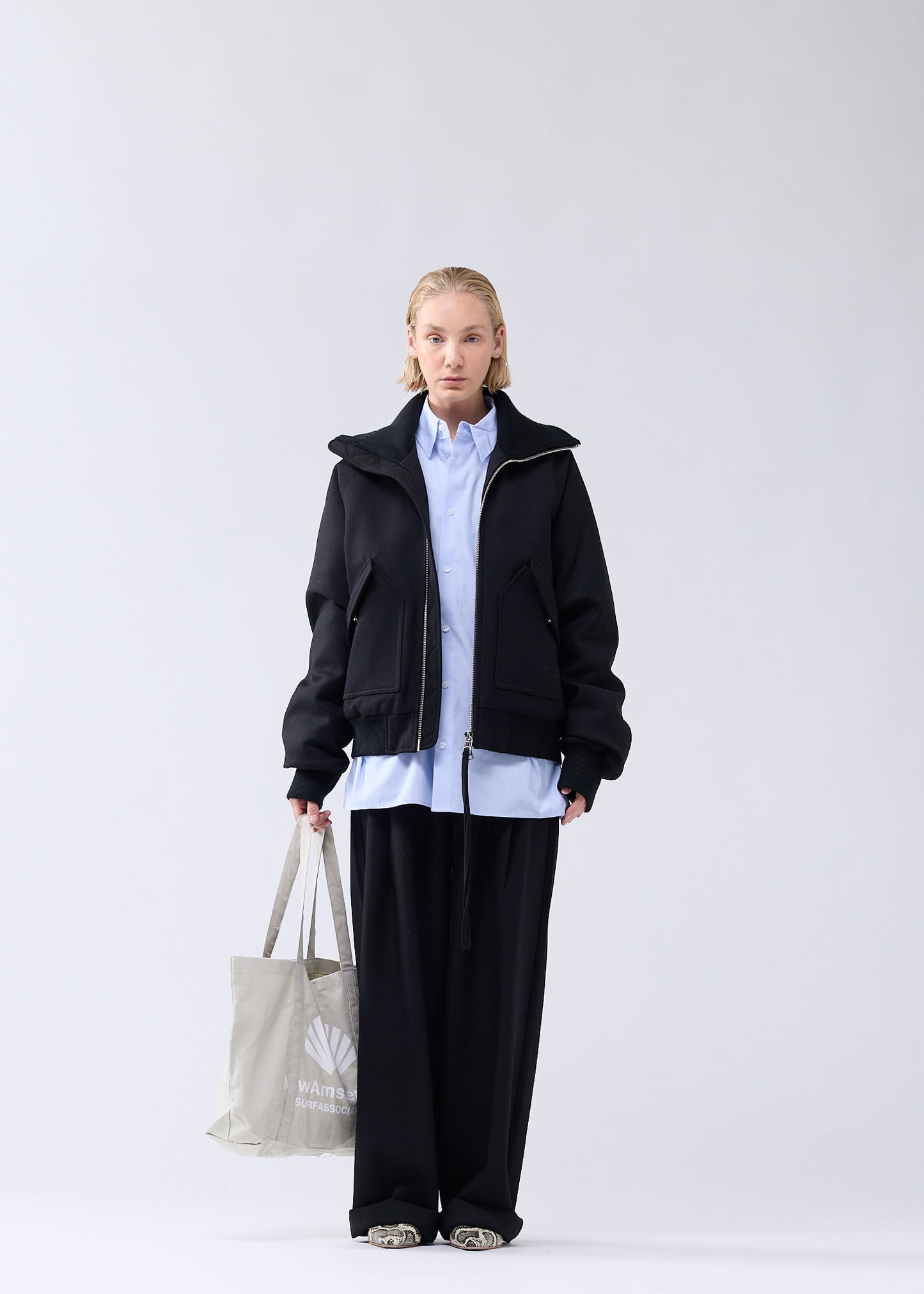 WOOL BOMBER JACKET BLACK