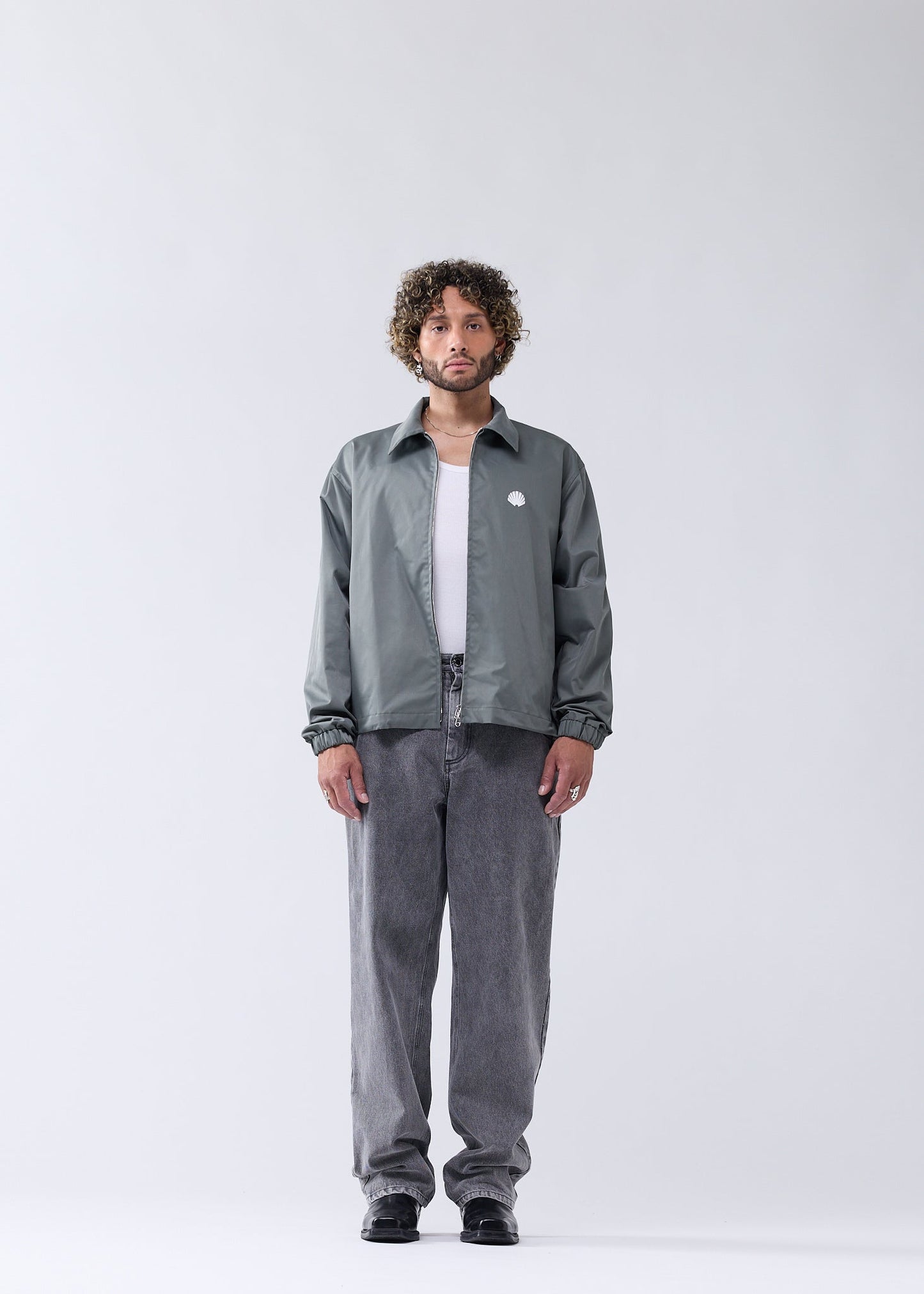 NYLON COACH JACKET SHARK GREEN