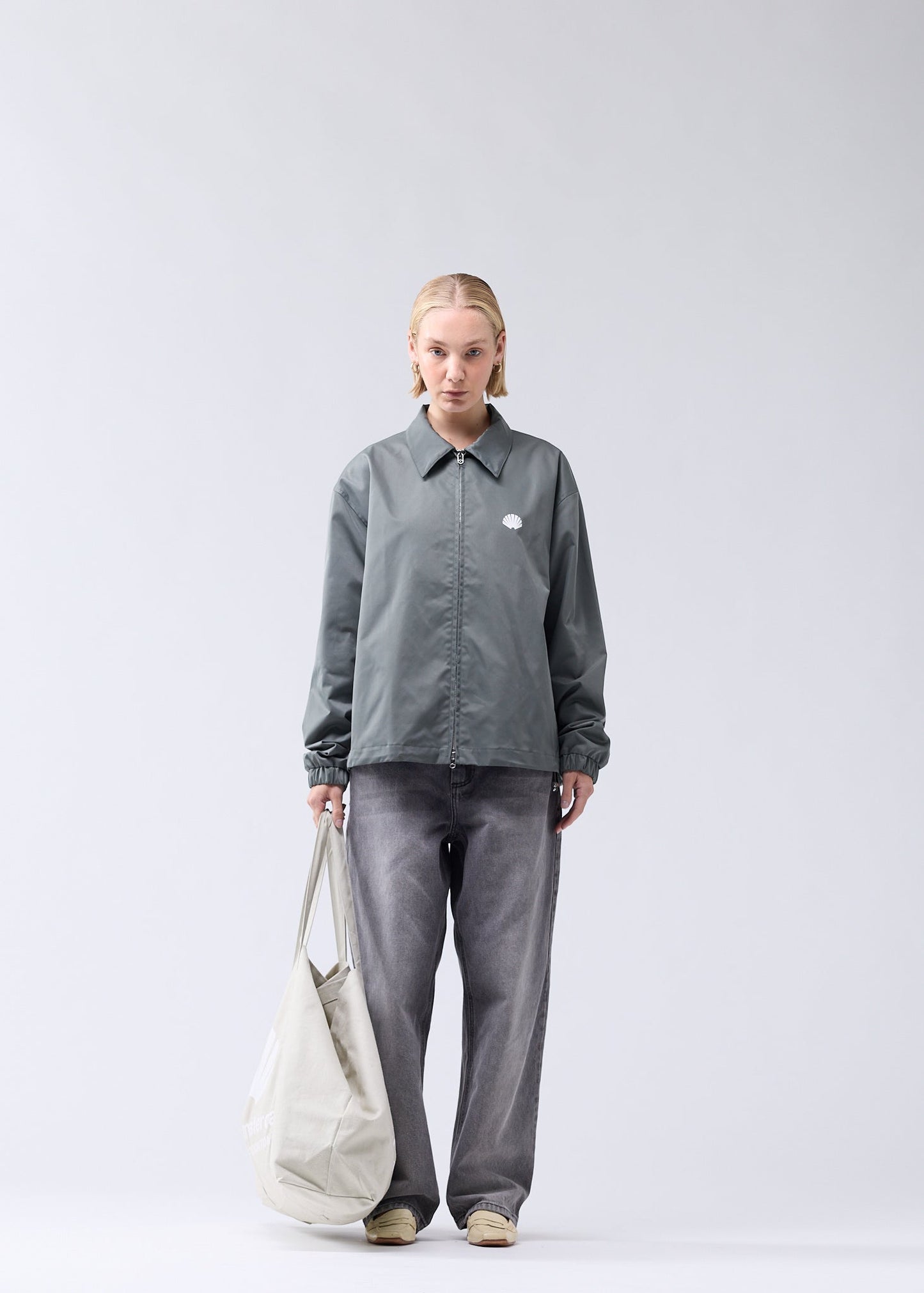 NYLON COACH JACKET SHARK GREEN