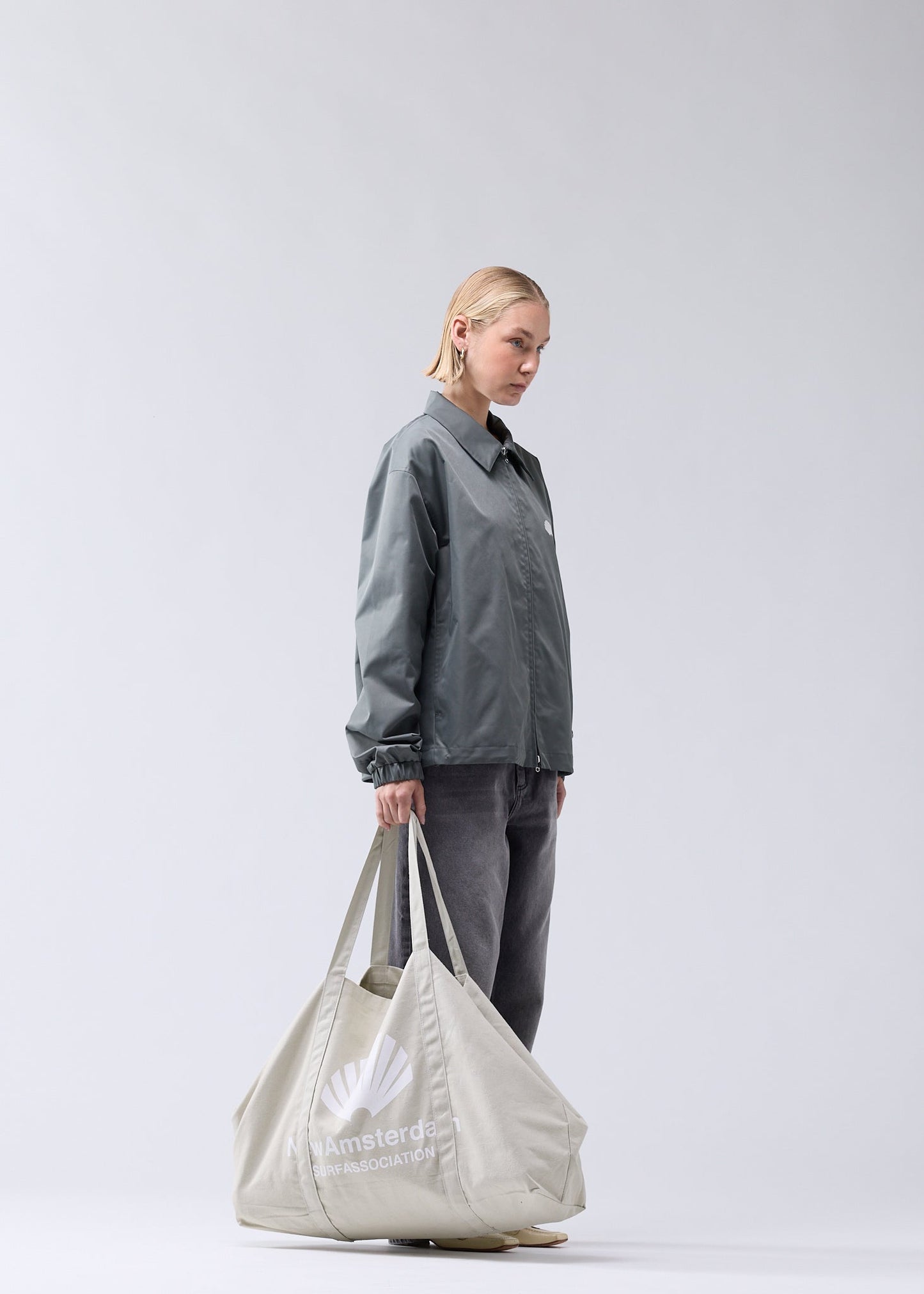 NYLON COACH JACKET SHARK GREEN