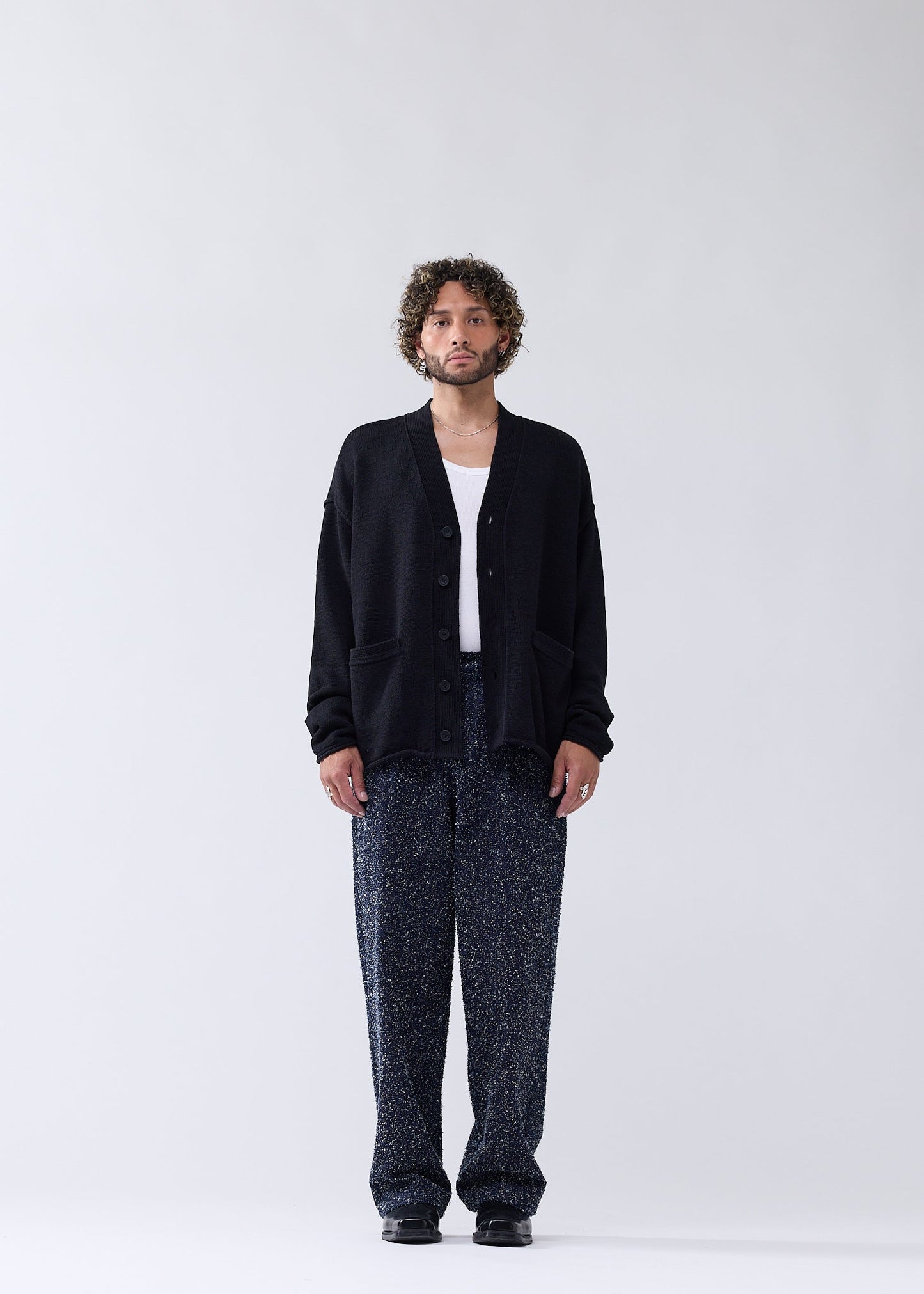 LOGO CARDIGAN BLACK/WHITE