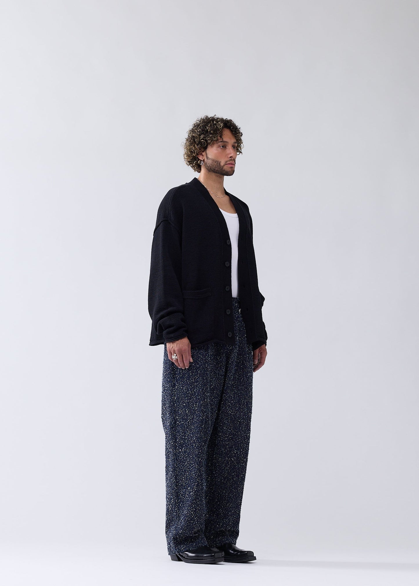 LOGO CARDIGAN BLACK/WHITE