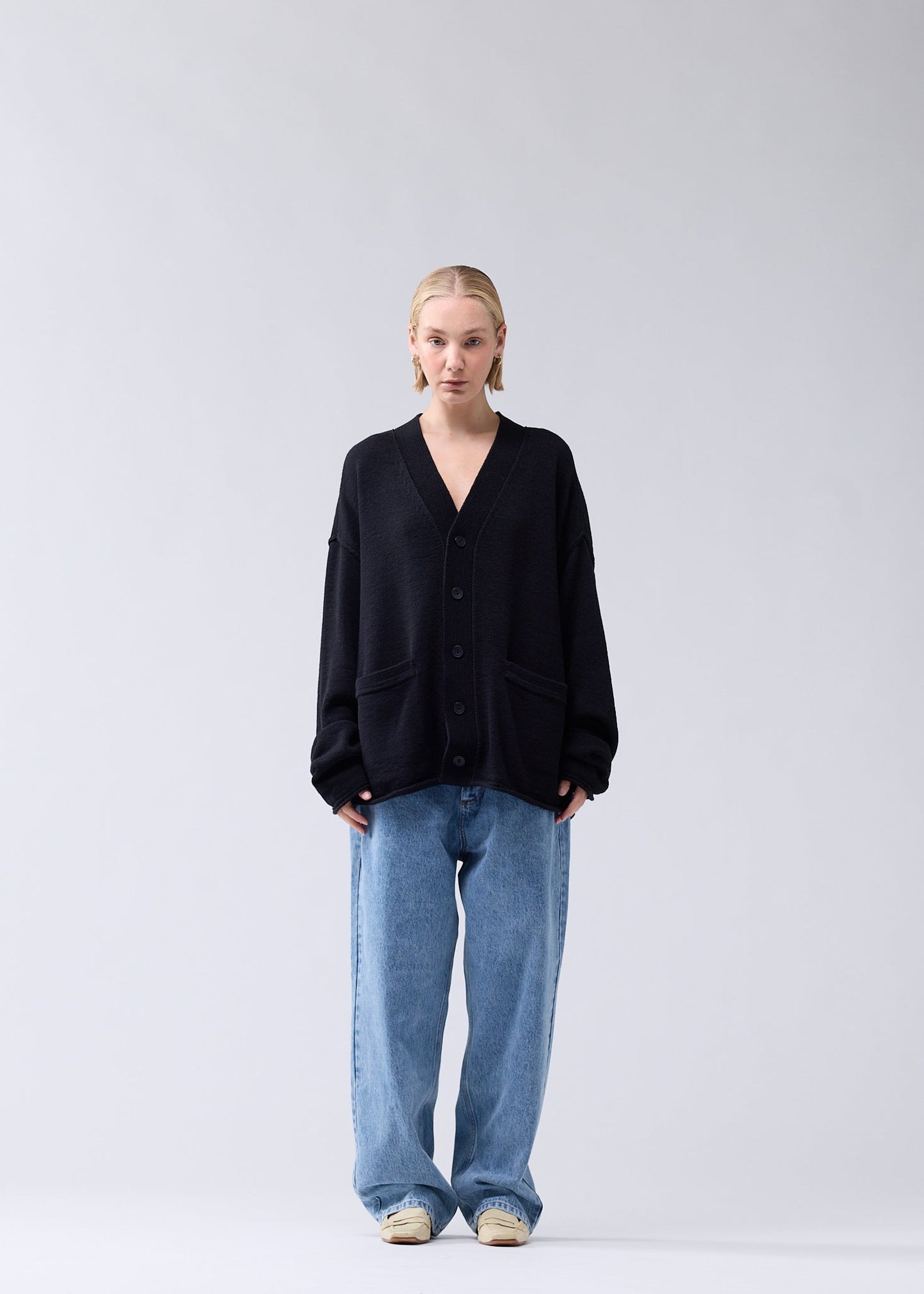 LOGO CARDIGAN BLACK/WHITE
