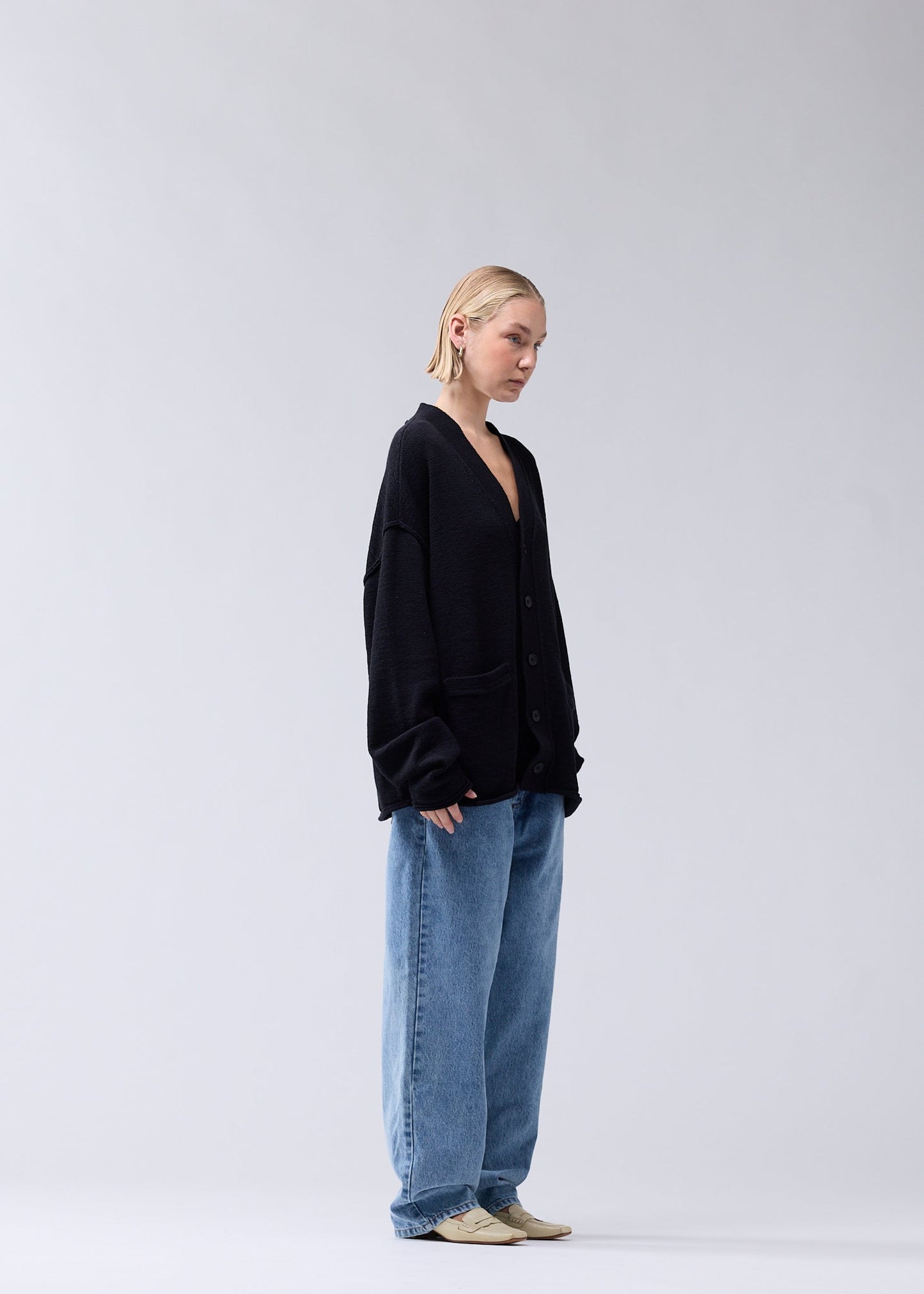 LOGO CARDIGAN BLACK/WHITE