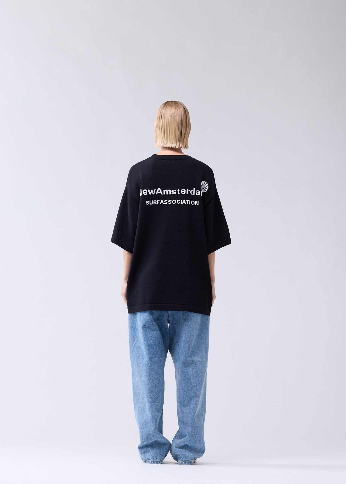 KNITTED LOGO TEE BLACK/WHITE
