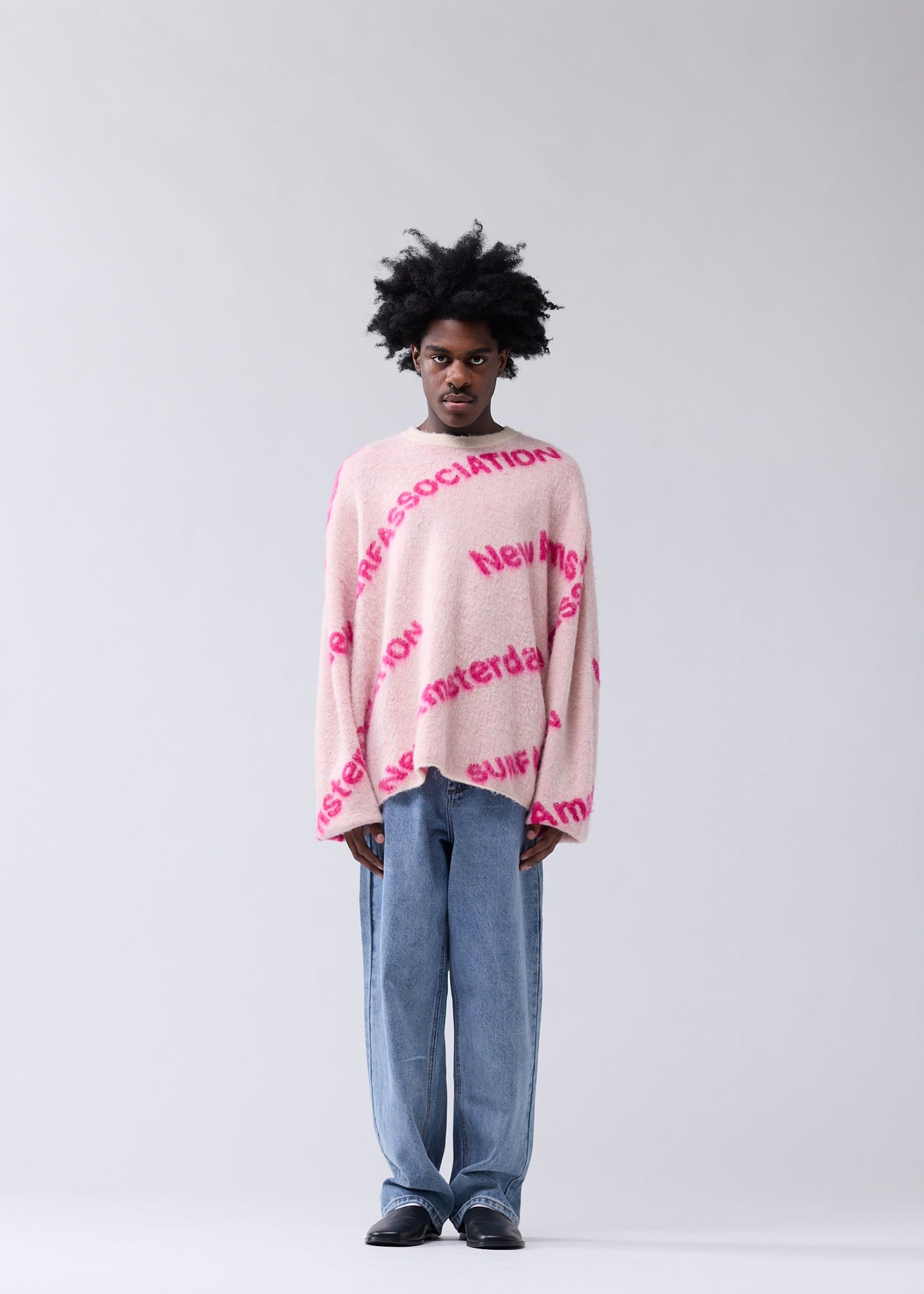 JACQUARD KNIT ECRU/MAGENTA