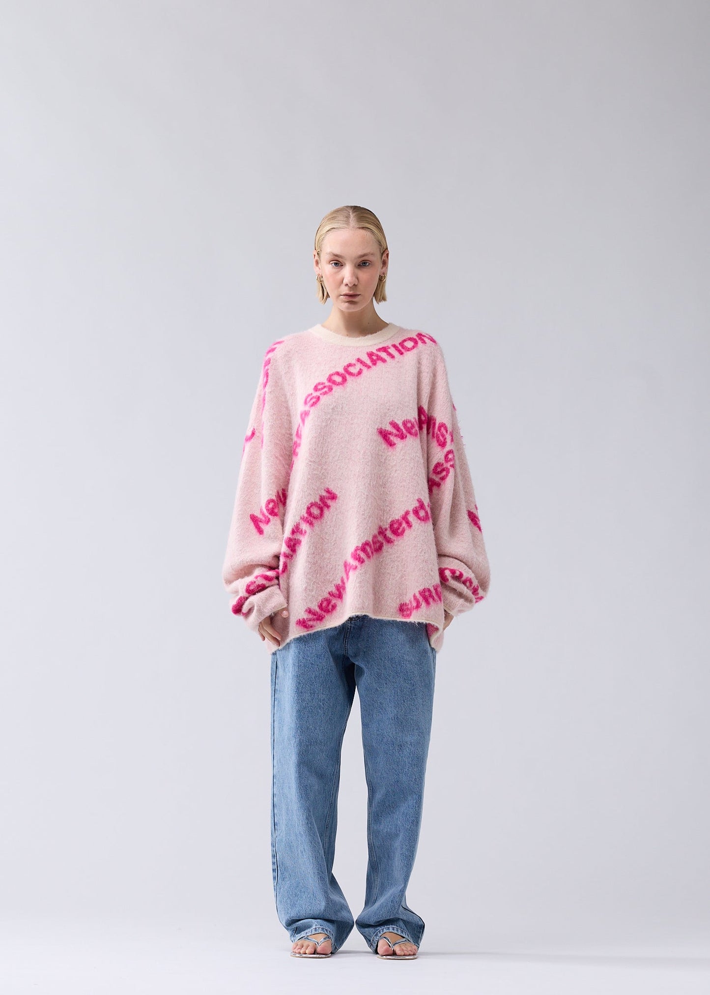 JACQUARD KNIT ECRU/MAGENTA