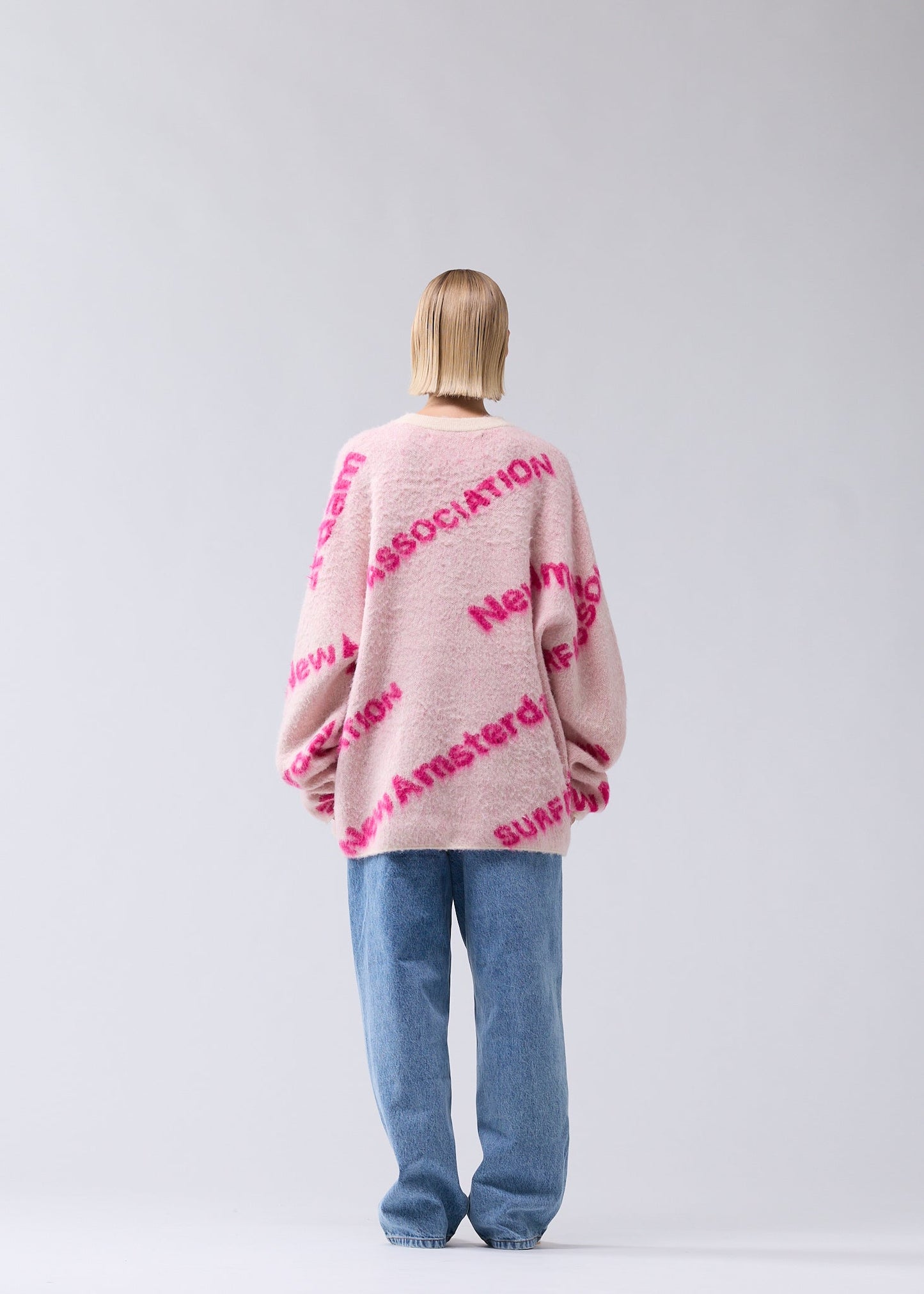 JACQUARD KNIT ECRU/MAGENTA