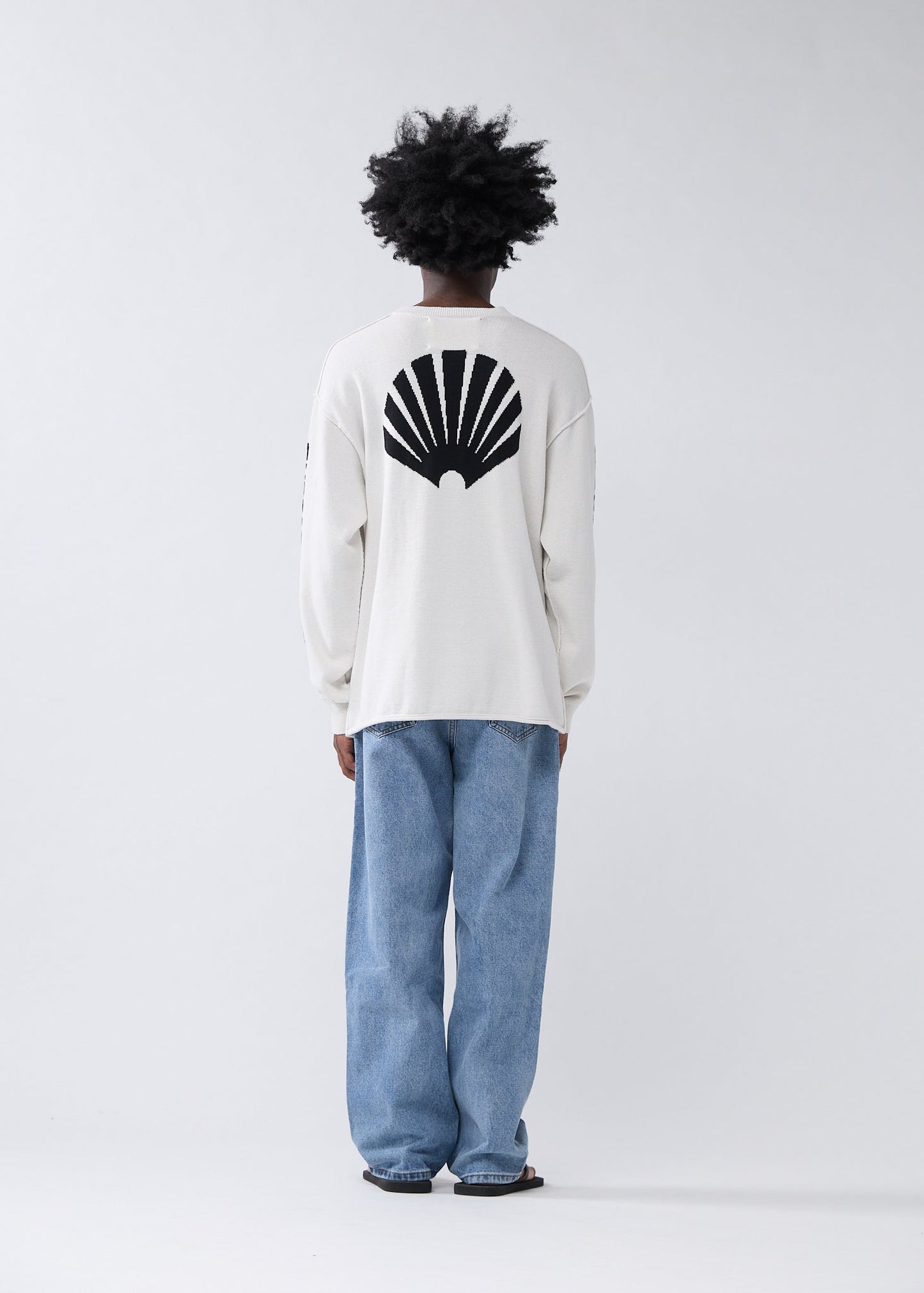 KNITTED LOGO LONGSLEEVE ECRU/BLACK