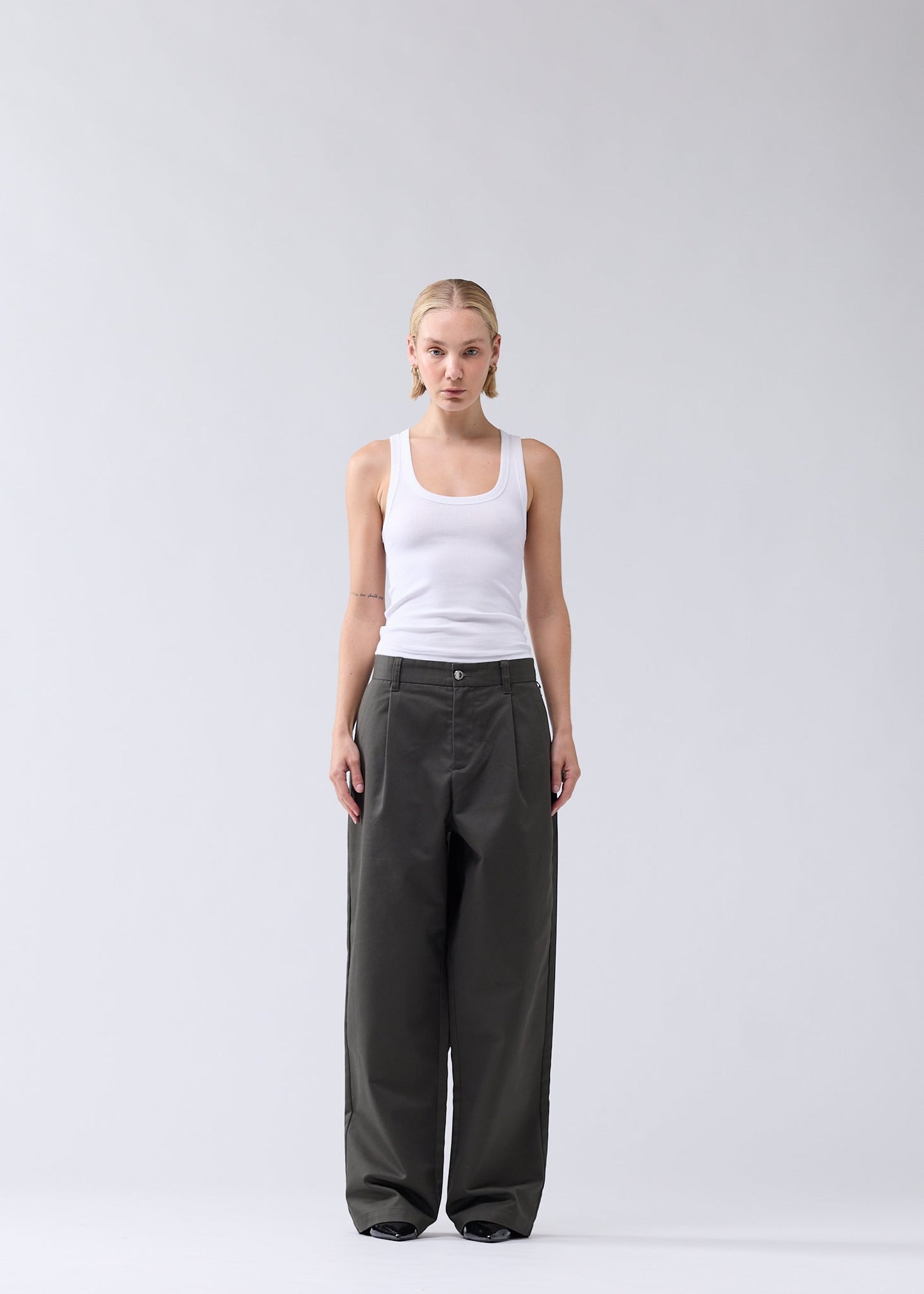 REWORKED TROUSERS OLIVE