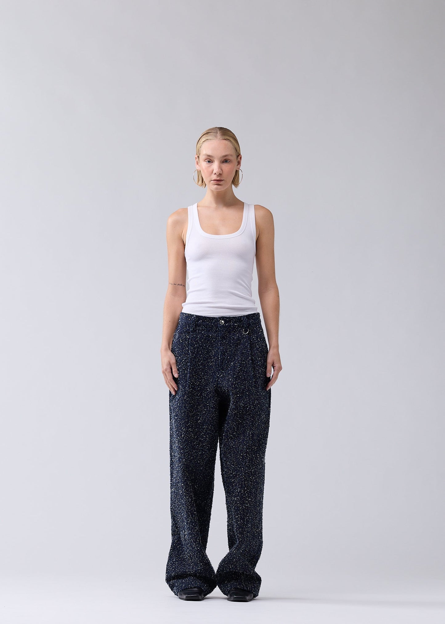 SPRAY REWORKED TROUSERS DENIM BLUE