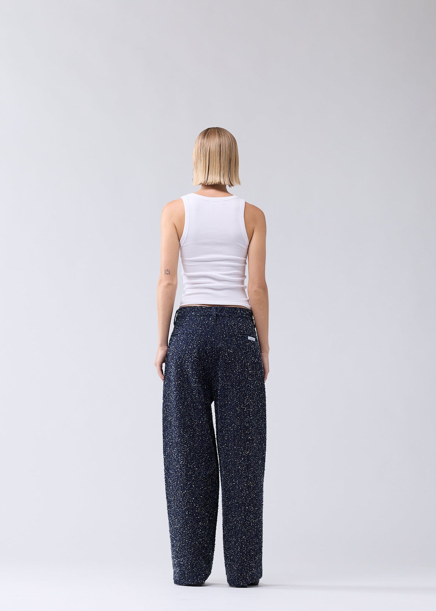 SPRAY REWORKED TROUSERS DENIM BLUE