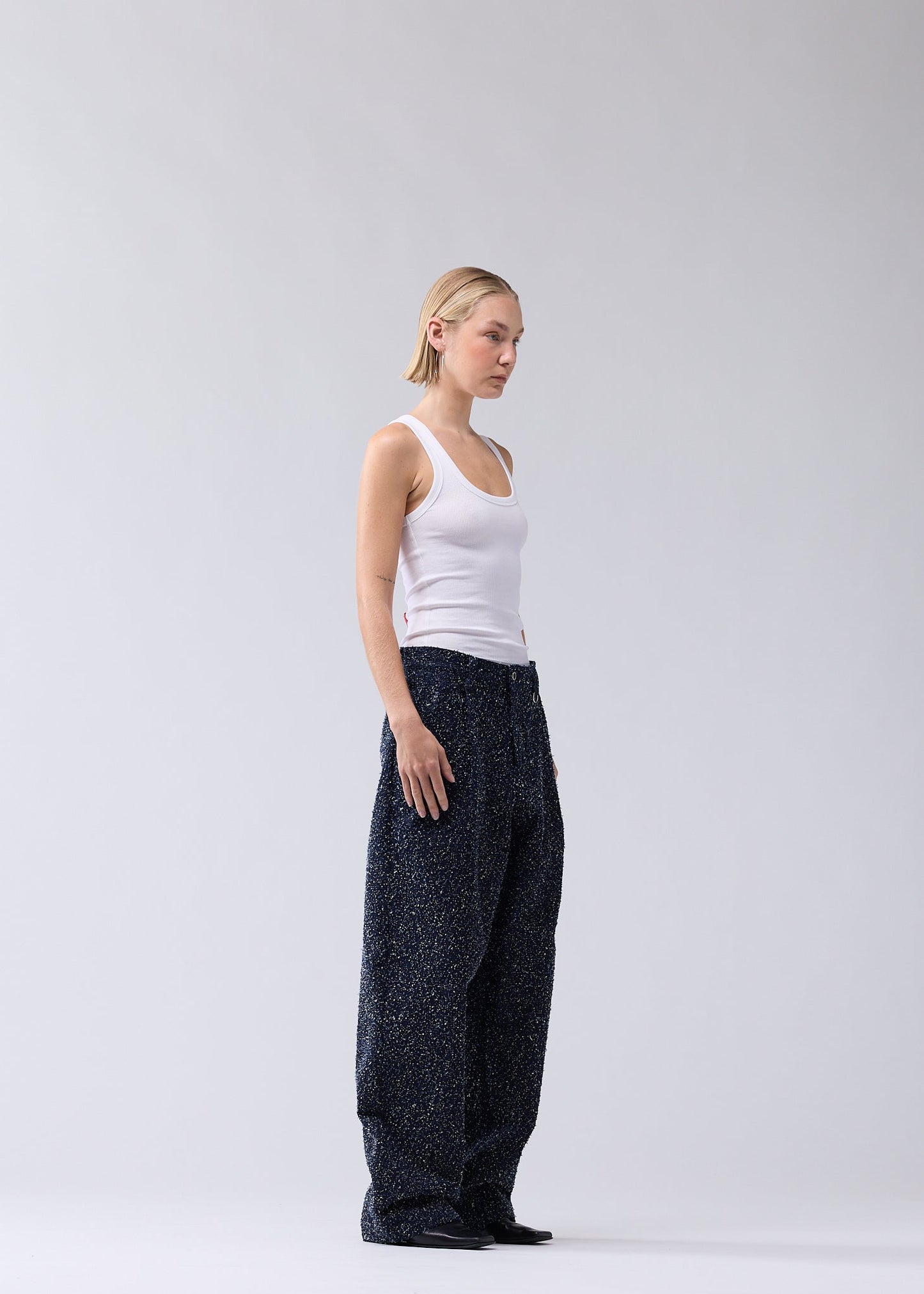 SPRAY REWORKED TROUSERS DENIM BLUE