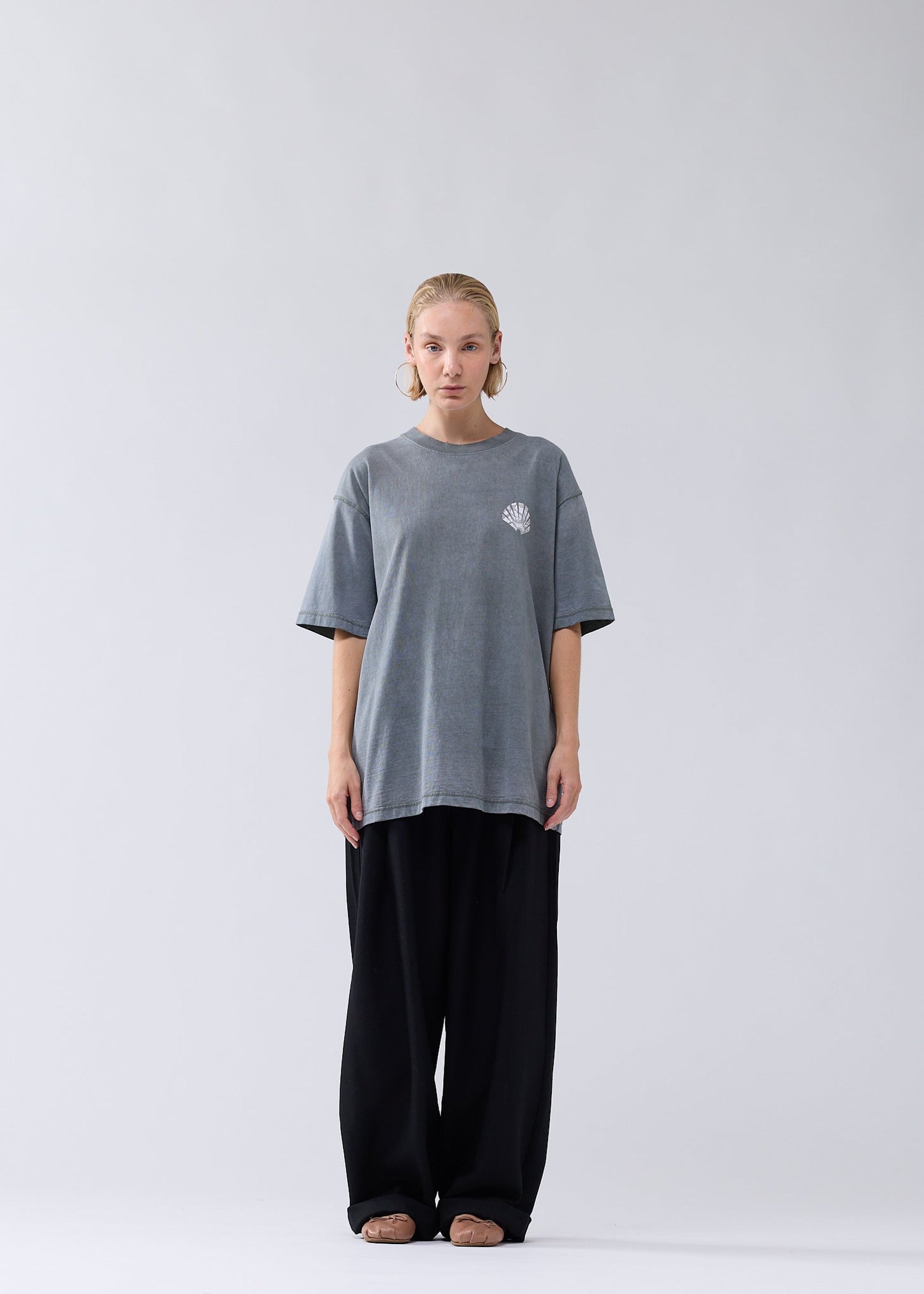 LACE PRINT LOGO TEE SHARK GREEN/WHITE