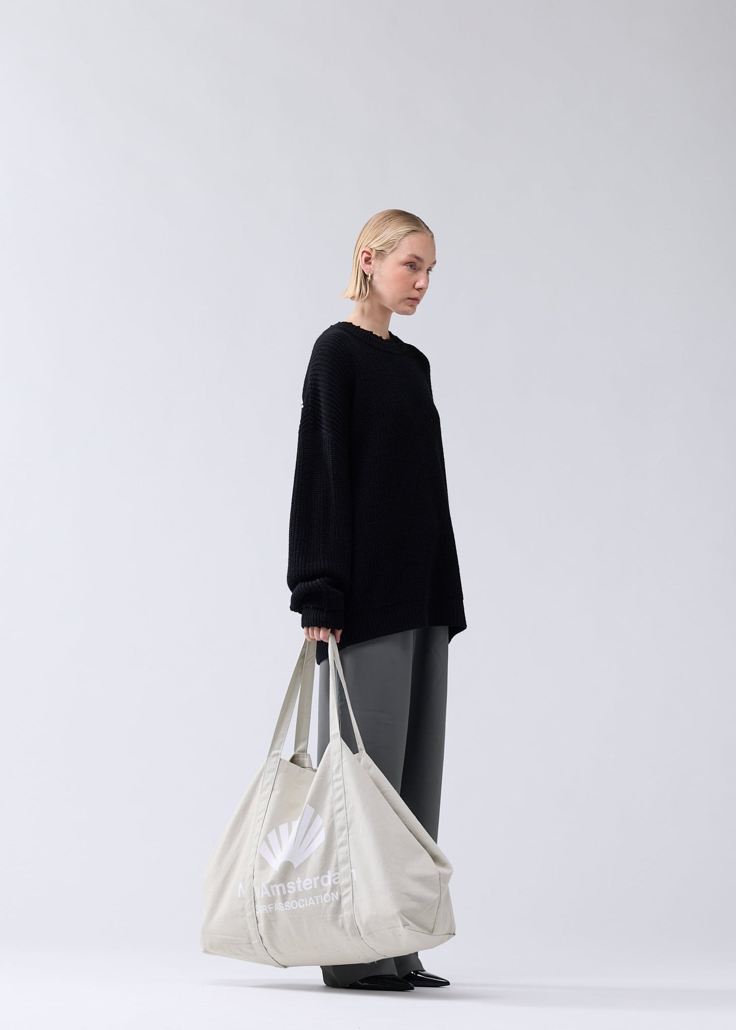 LOGO KNIT RAW EDGE BLACK/WHITE