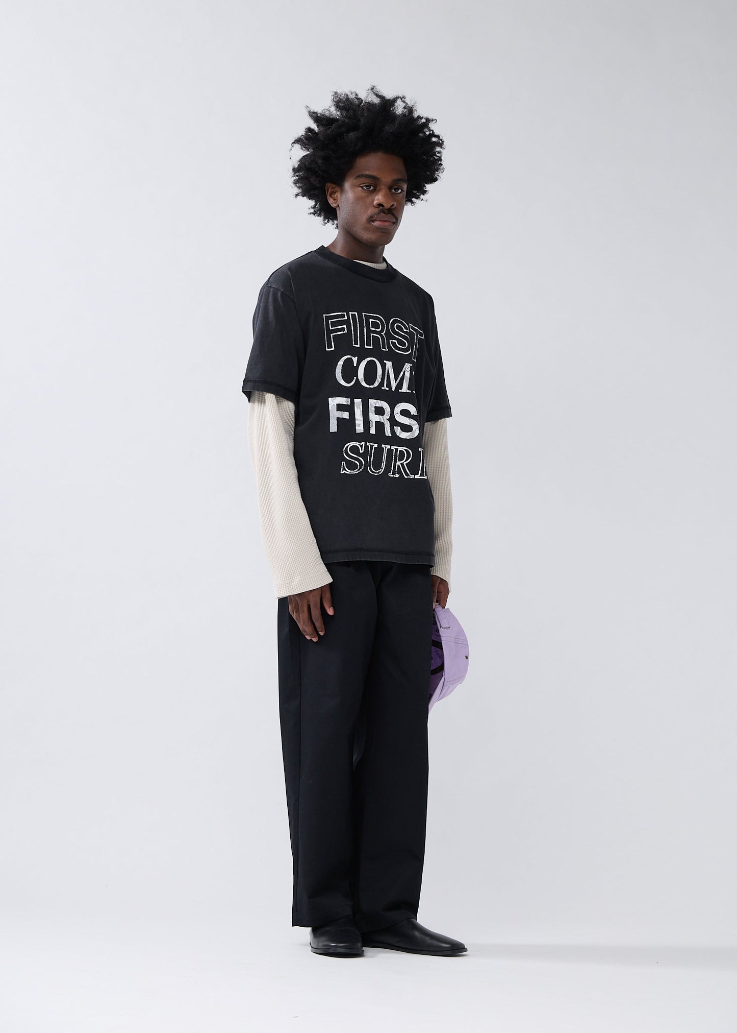 FIRST COME FIRST SURF TEE BLACK