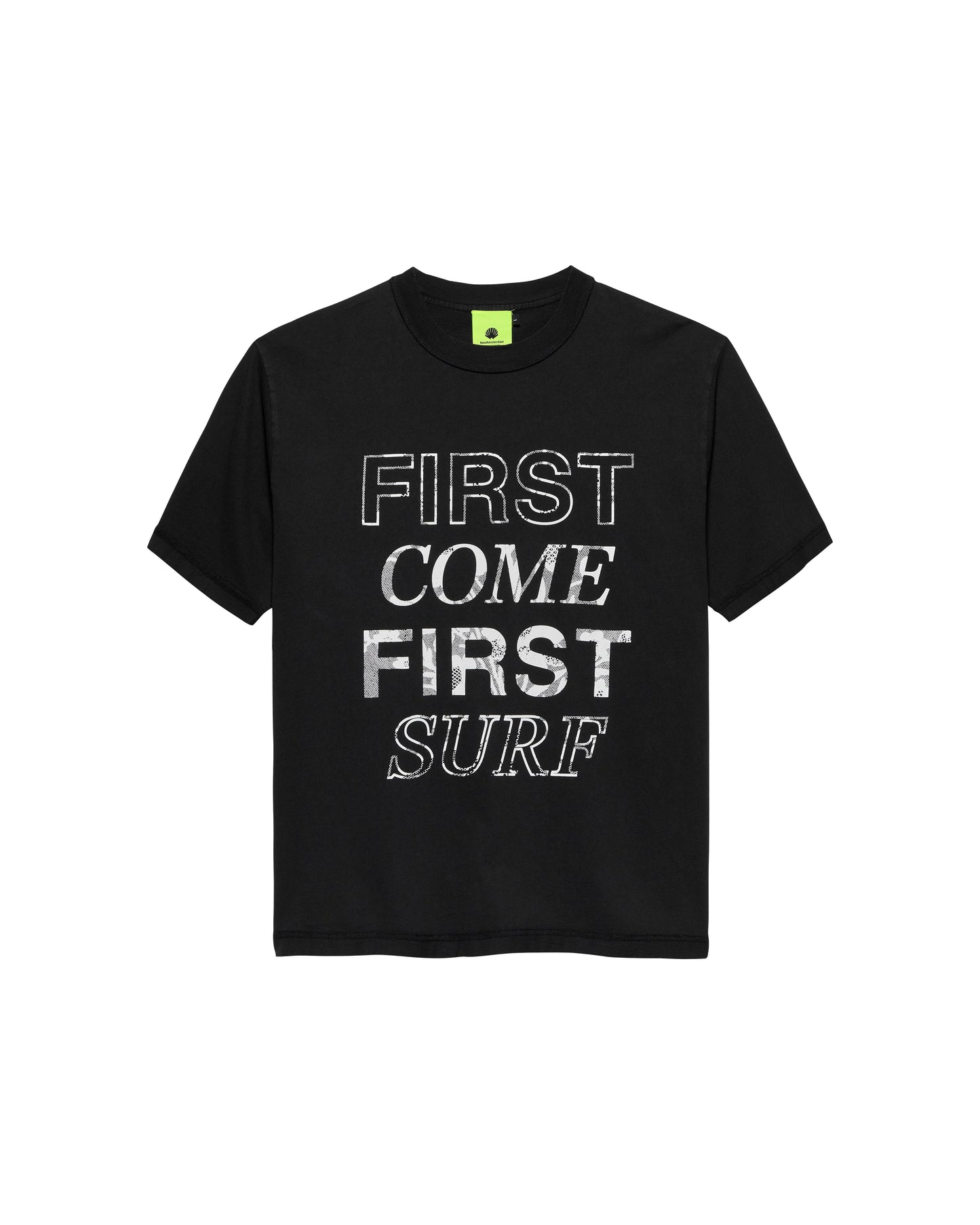 FIRST COME FIRST SURF TEE BLACK