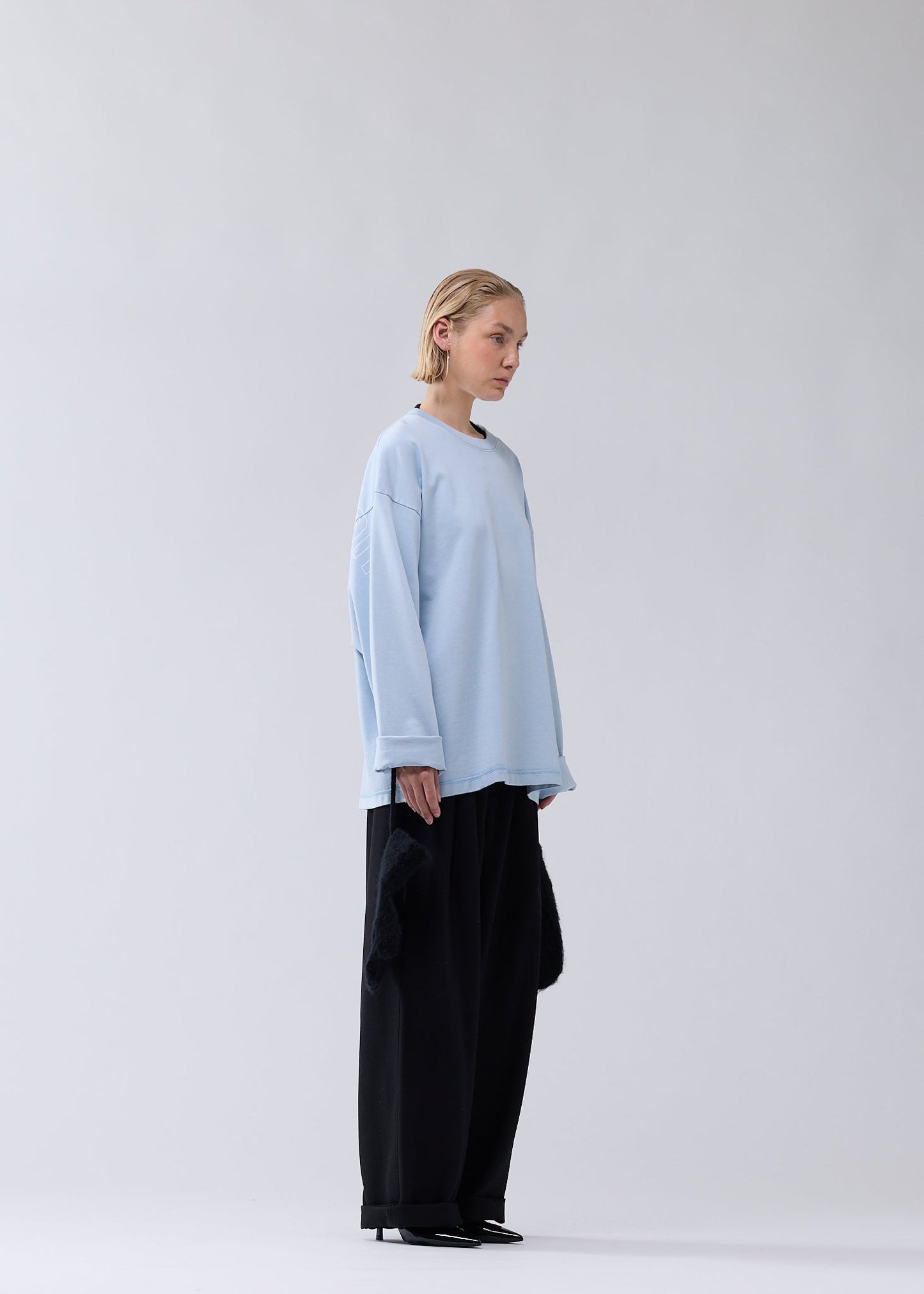 LOGO LINE LONGSLEEVE DENIM BLUE/WHITE