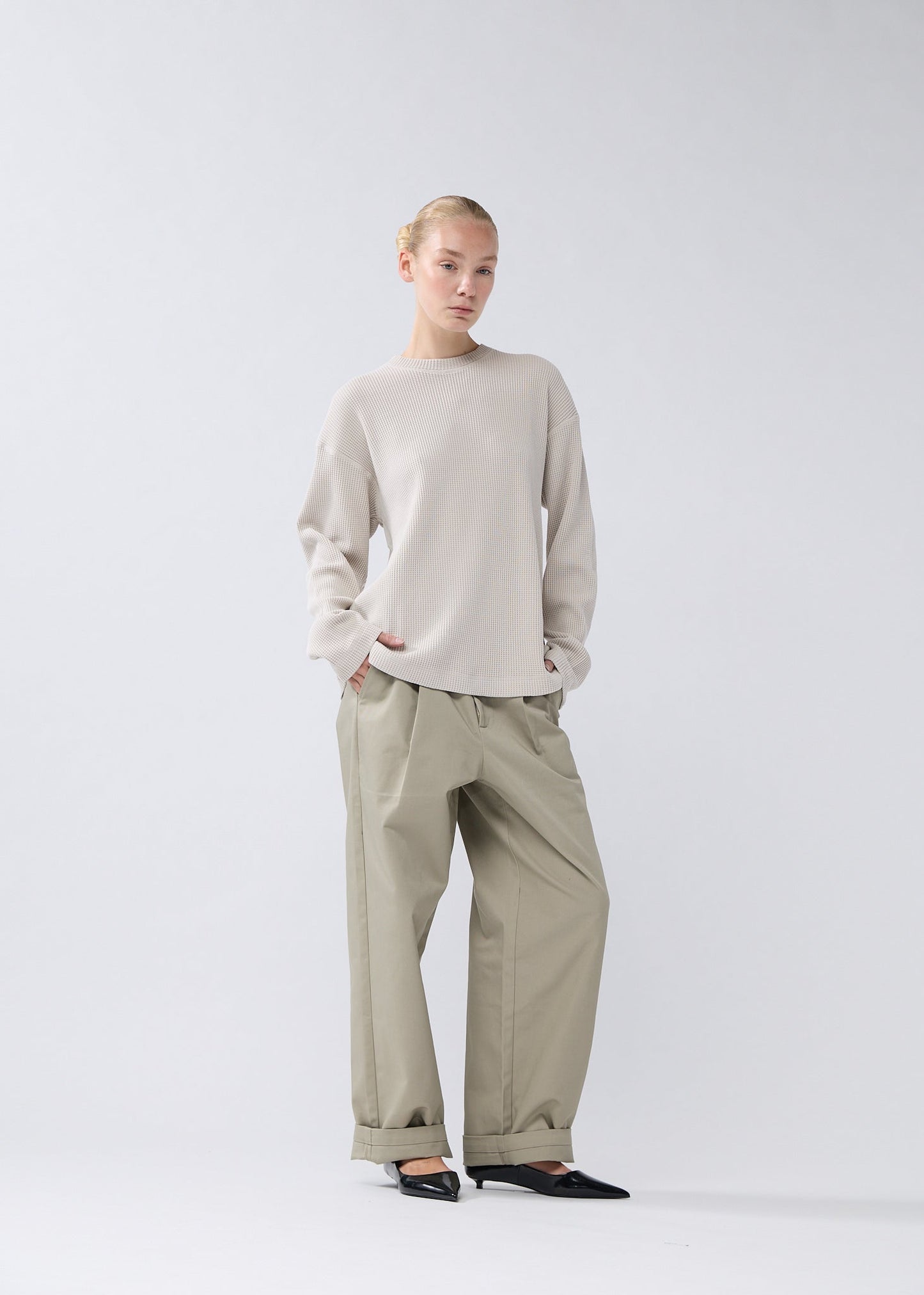 WAFFLE LONGSLEEVE WASHED GREY
