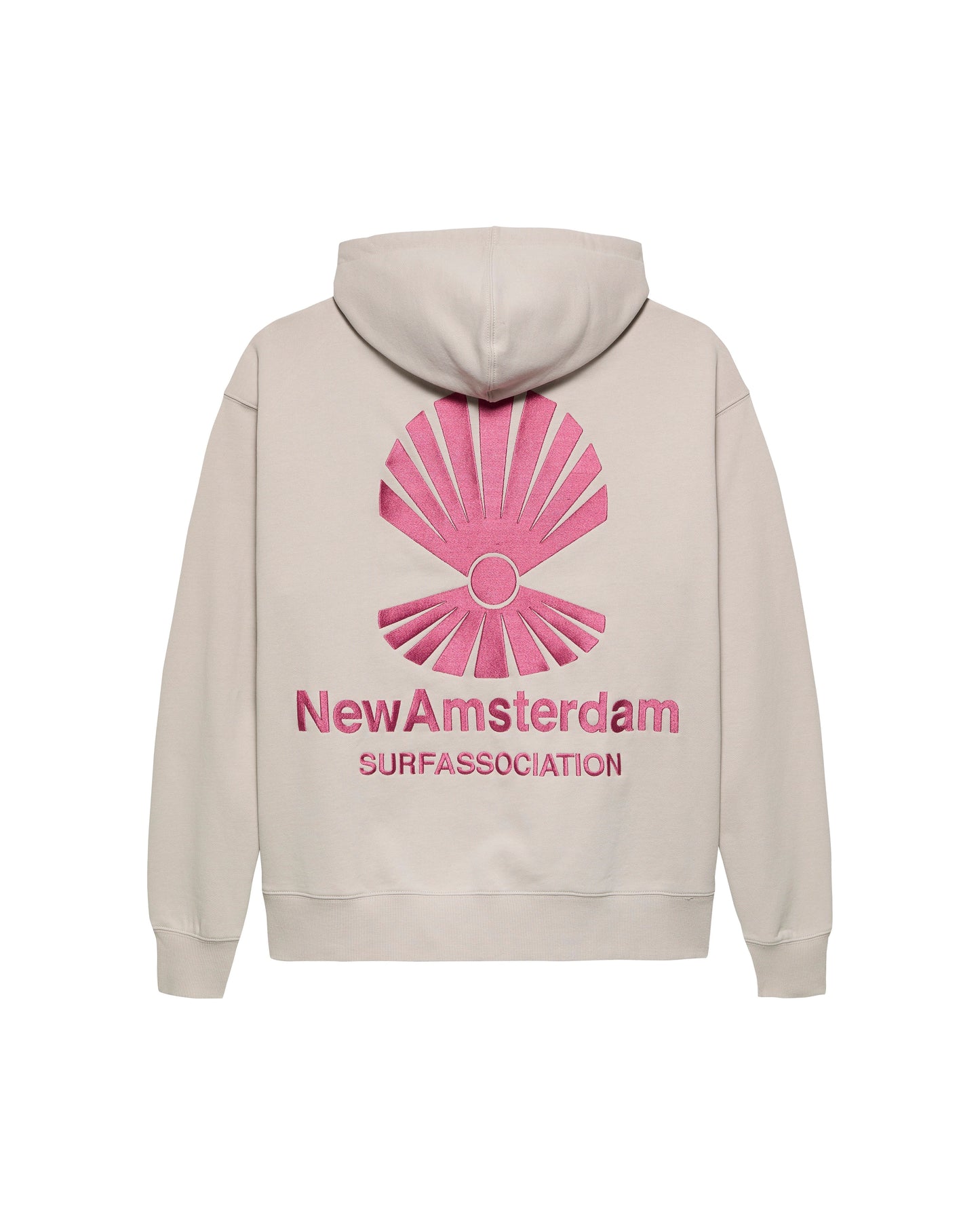 LOGO HOODIE ZIP-UP PEBBLE/MAGENTA