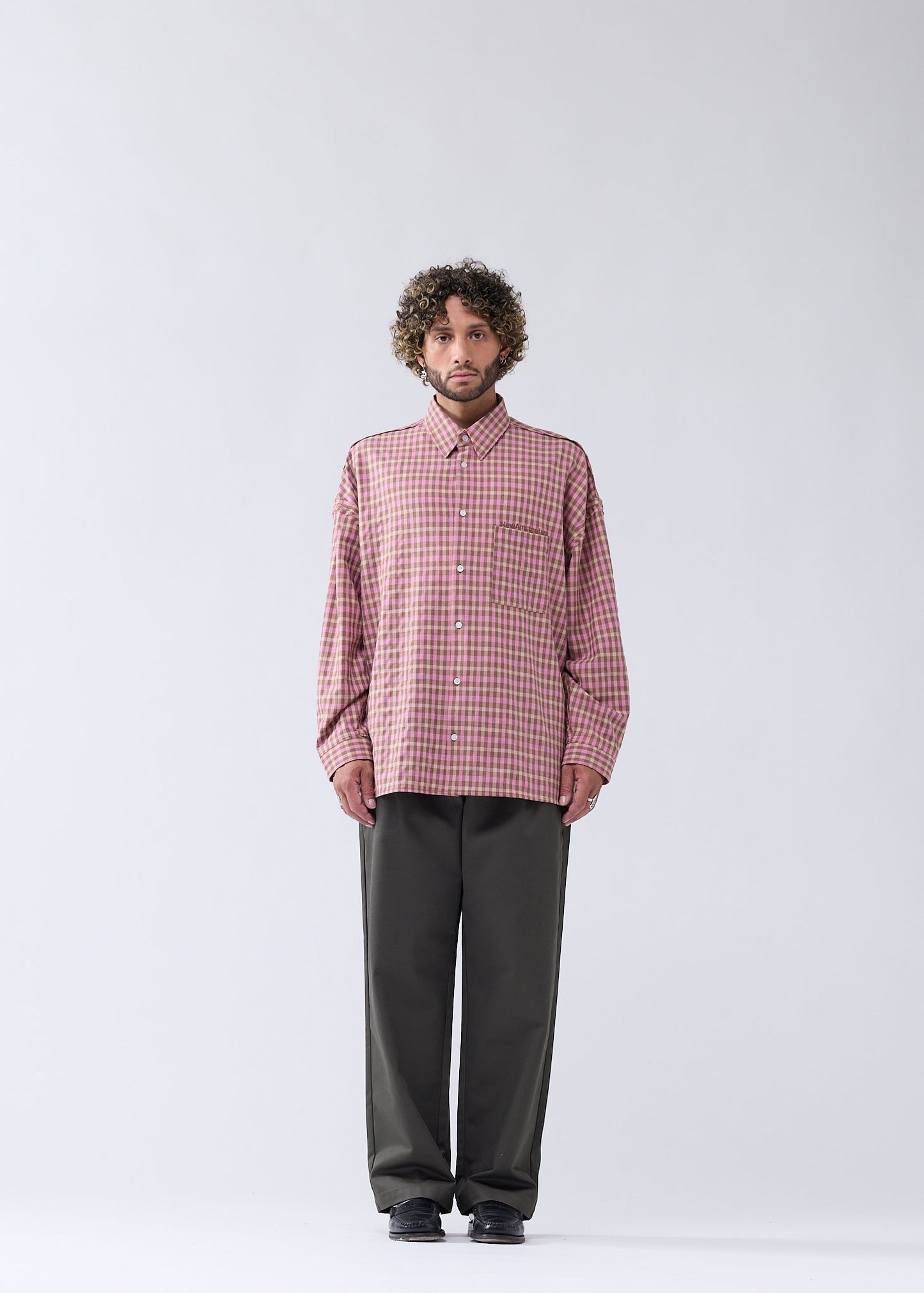 RAW EDGE FLUID SHIRT PINK CHECK
