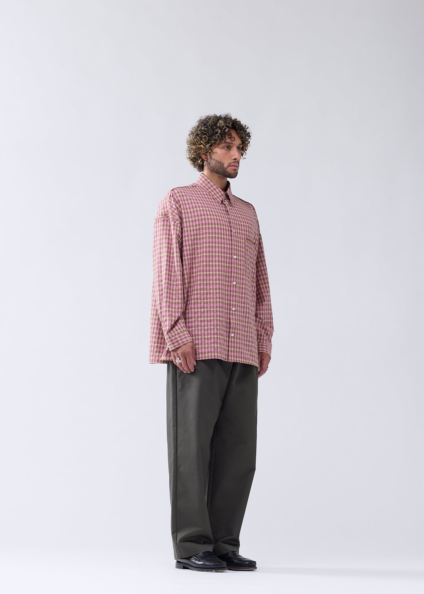 RAW EDGE FLUID SHIRT PINK CHECK