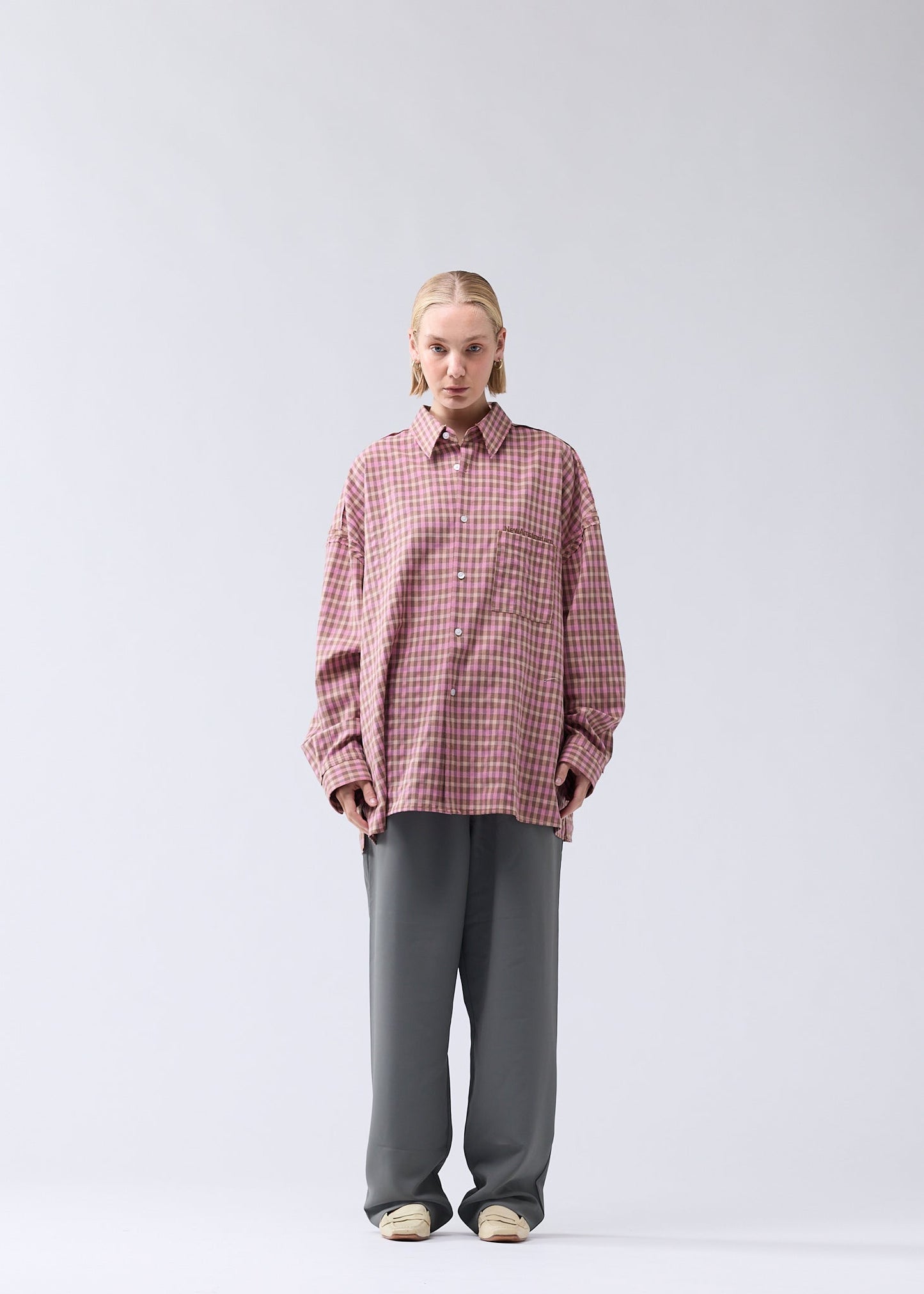 RAW EDGE FLUID SHIRT PINK CHECK