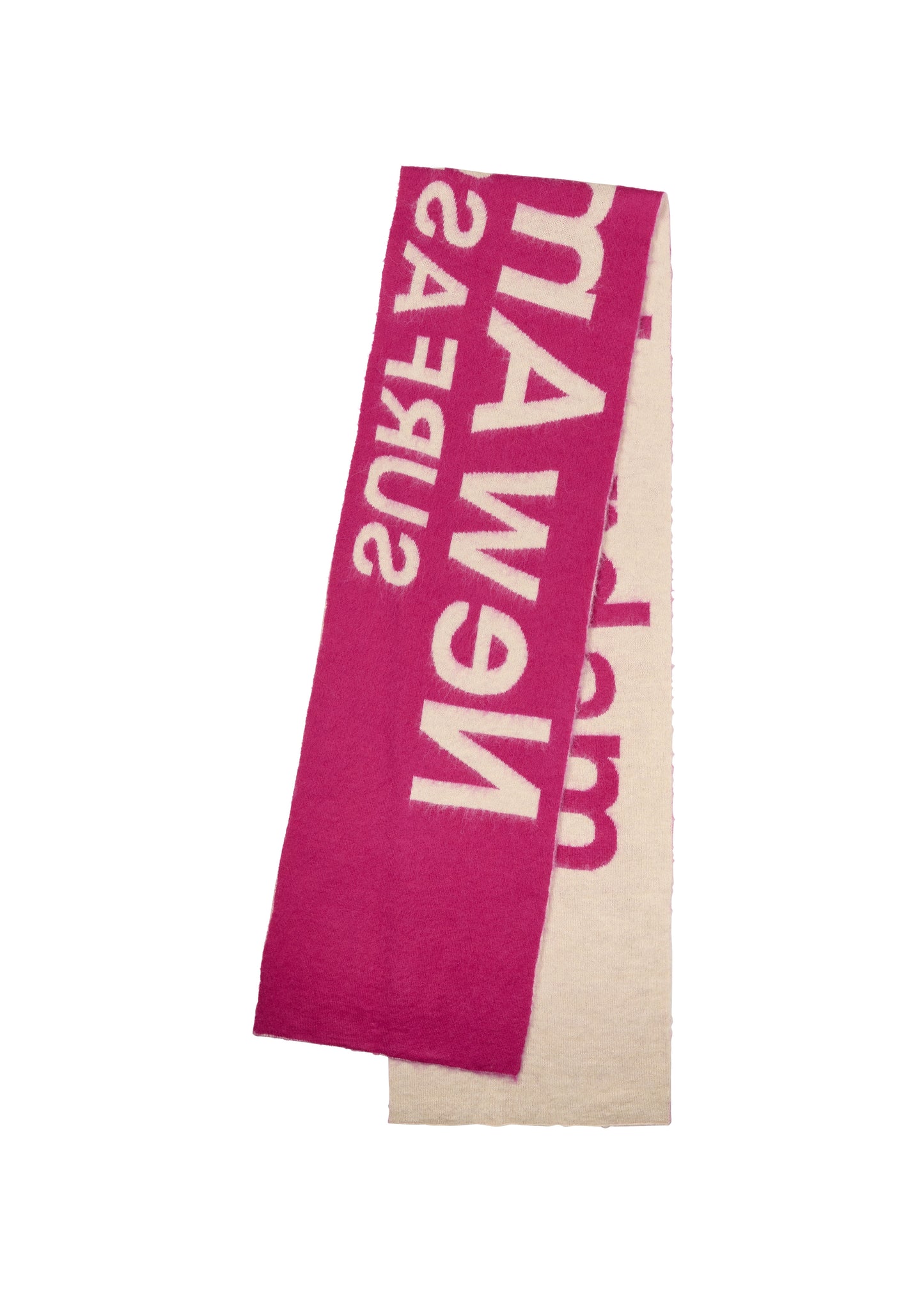 FUZZY NAME SCARF MAGENTA/ECRU