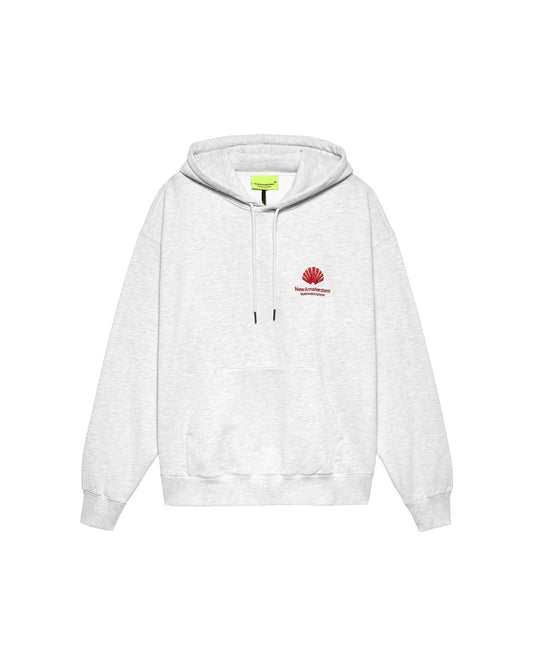 LOGO HOODIE ASH/POPPY RED | Ash