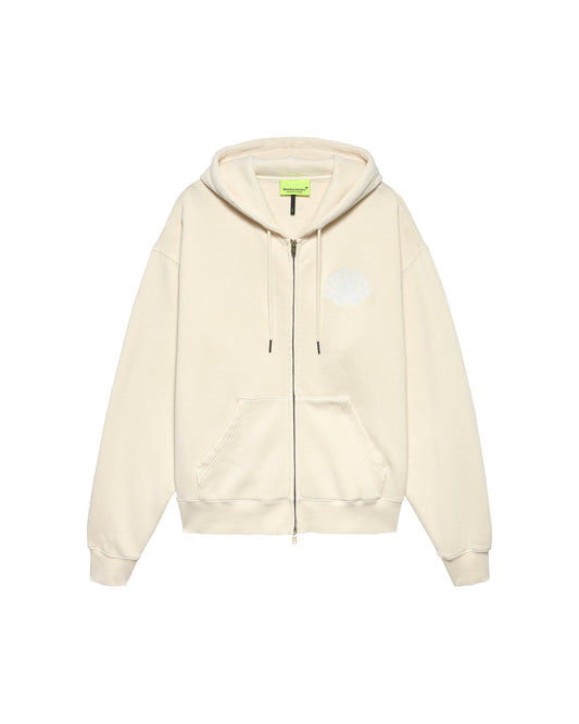 LOGO ZIP HOODIE ECRU/WHITE | Ecru
