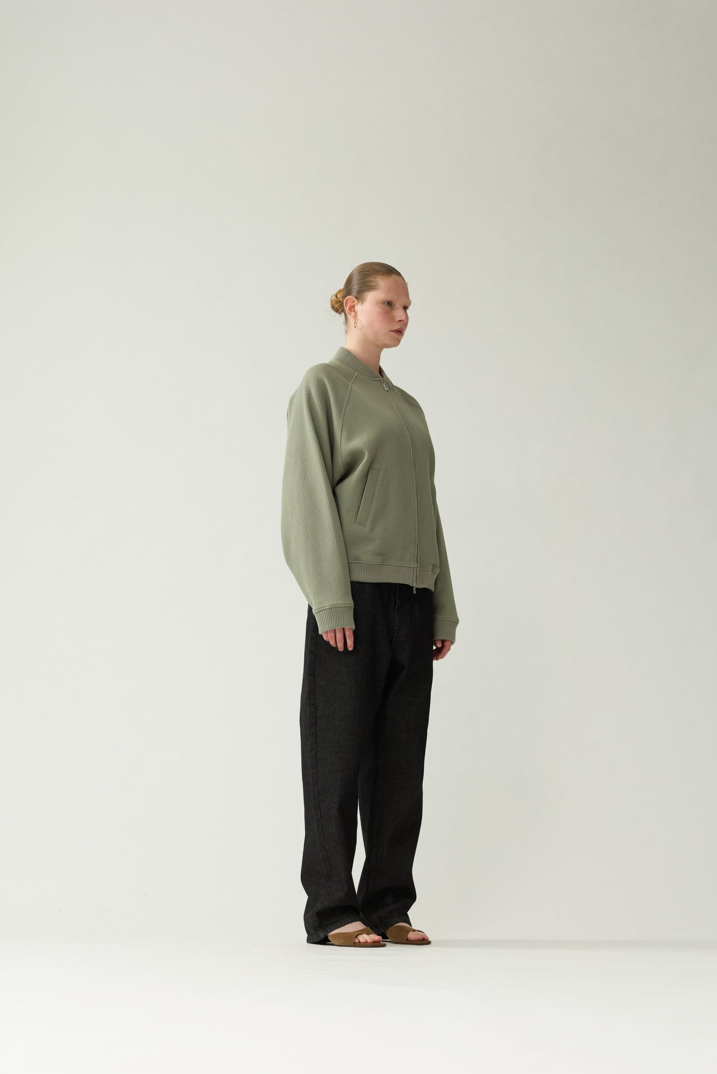 WAFFLE ZIP UP | Sea Grass