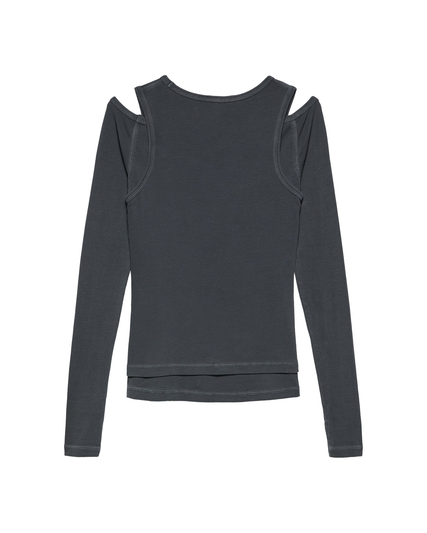 RIB LONGSLEEVES OFF SHOULDER | Washed grey