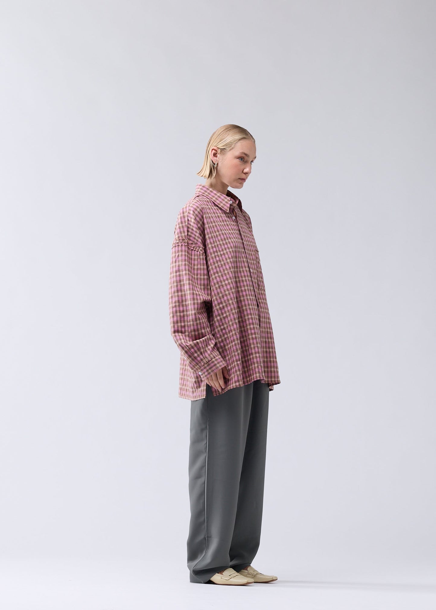 RAW EDGE FLUID SHIRT PINK CHECK