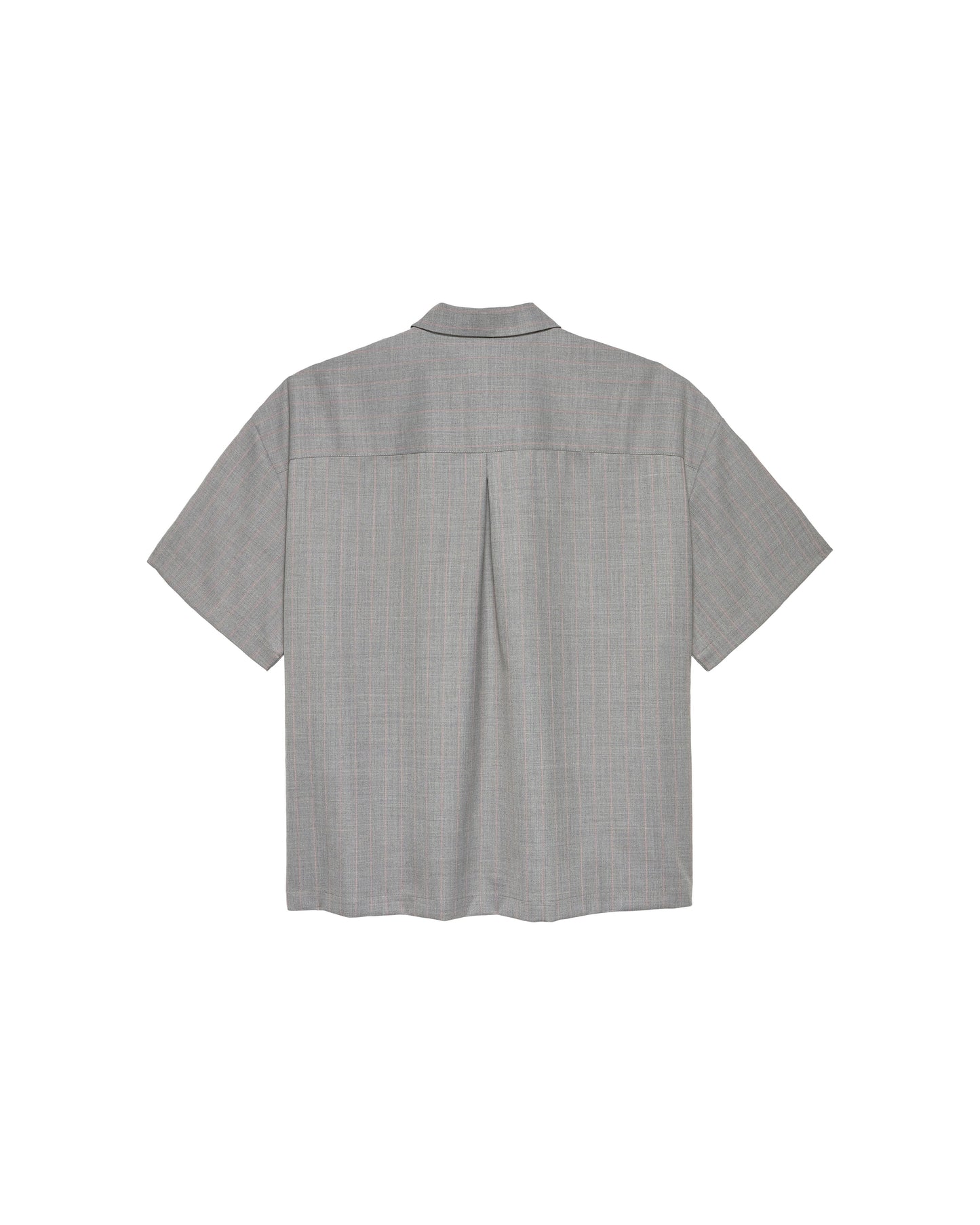 WIJK SHIRT WOOL GREY W/PINK PINSTRIPES | Pink pinstripe