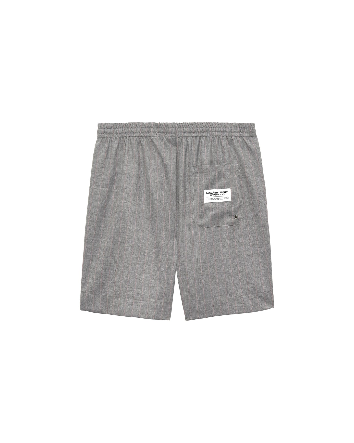 WOOL WORK SHORTS GREY W/PINK PINSTRIPES | Pink pinstripe
