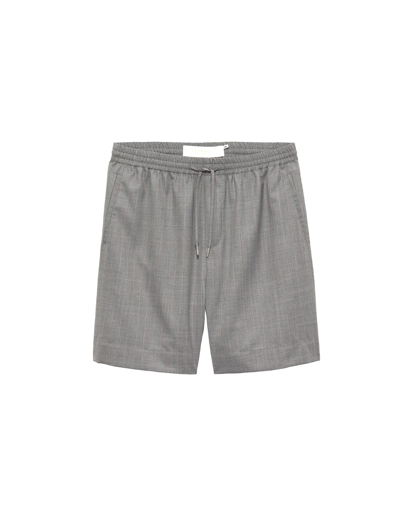 WOOL WORK SHORTS GREY W/PINK PINSTRIPES | Pink pinstripe