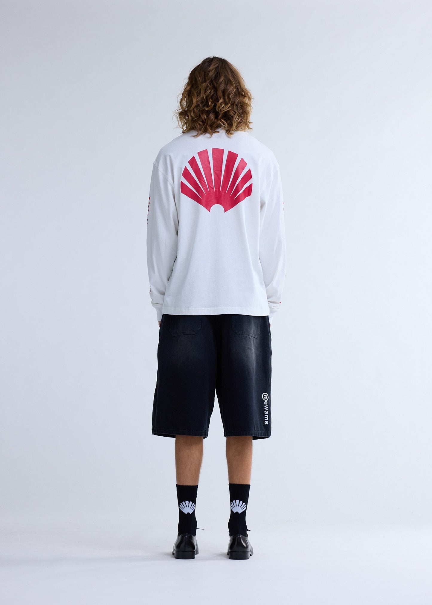 LOGO LONGSLEEVE WASHED WHITE/DEEP RED | Washed White
