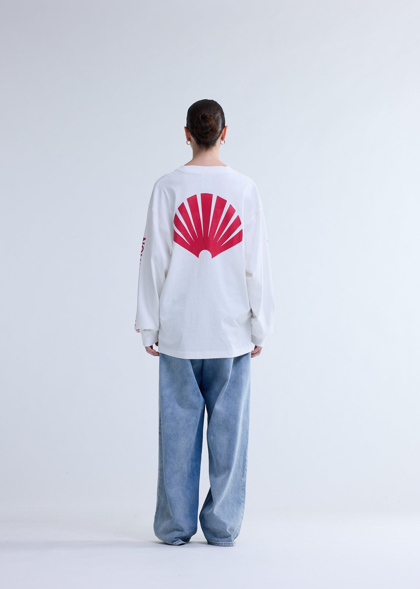 LOGO LONGSLEEVE WASHED WHITE/DEEP RED | Washed White