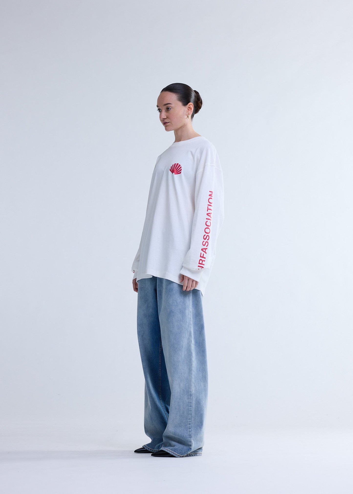 LOGO LONGSLEEVE WASHED WHITE/DEEP RED | Washed White