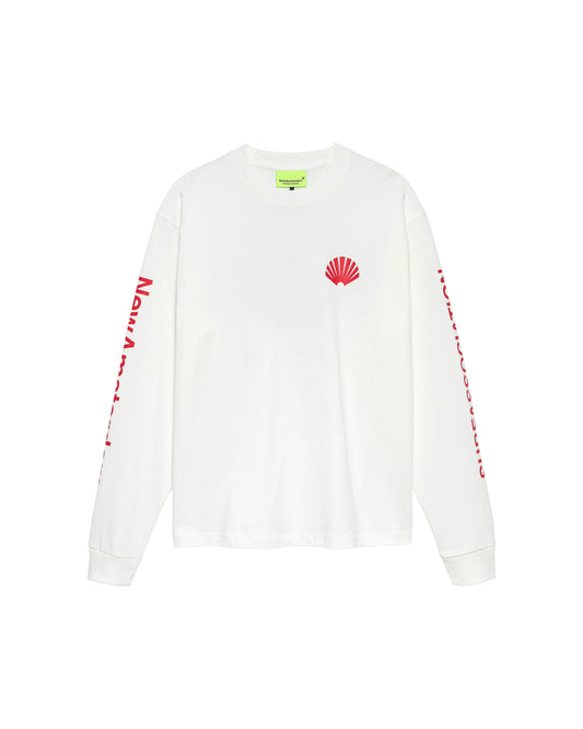 LOGO LONGSLEEVE WASHED WHITE/DEEP RED | Washed White