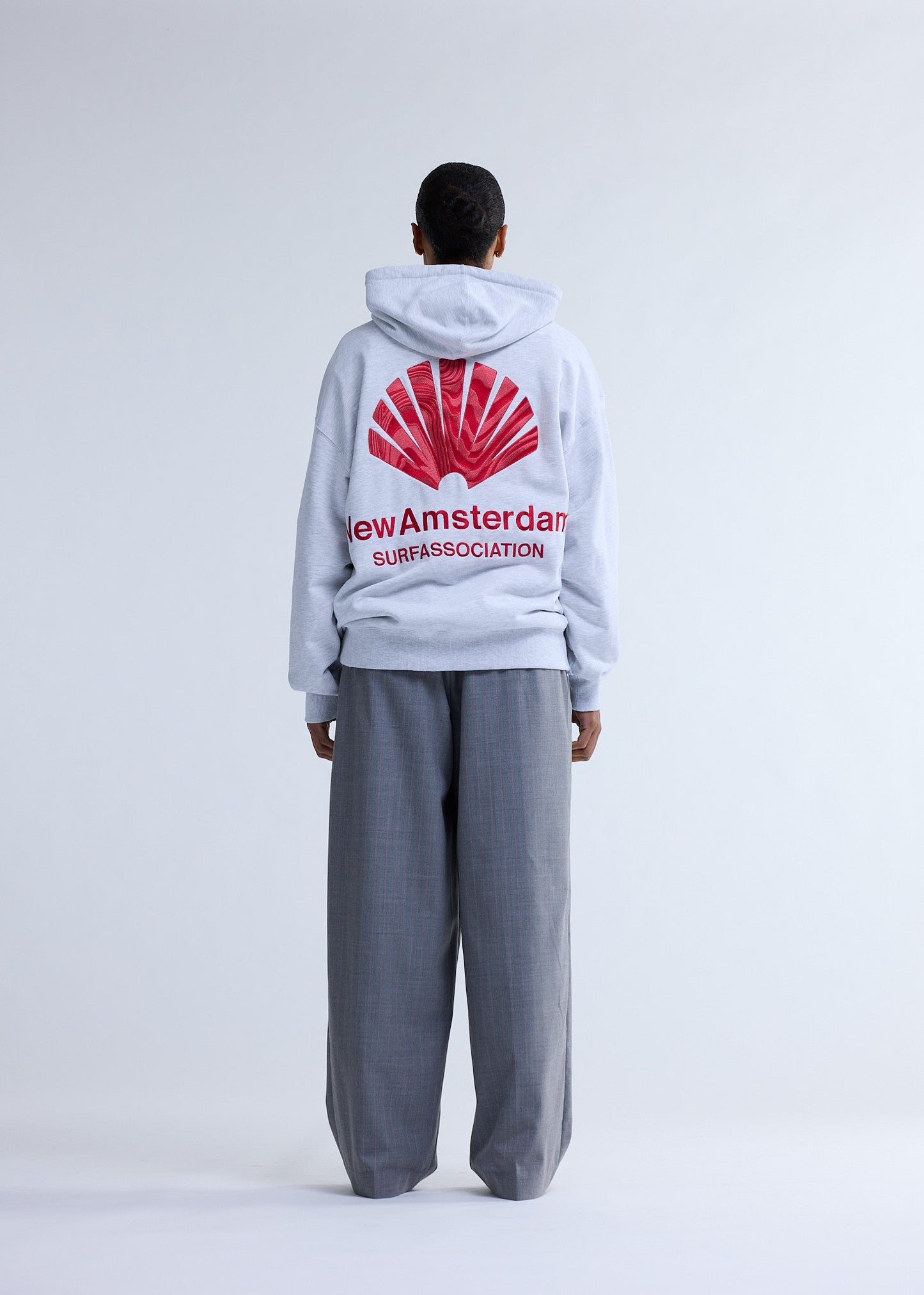LOGO HOODIE ASH/POPPY RED | Ash
