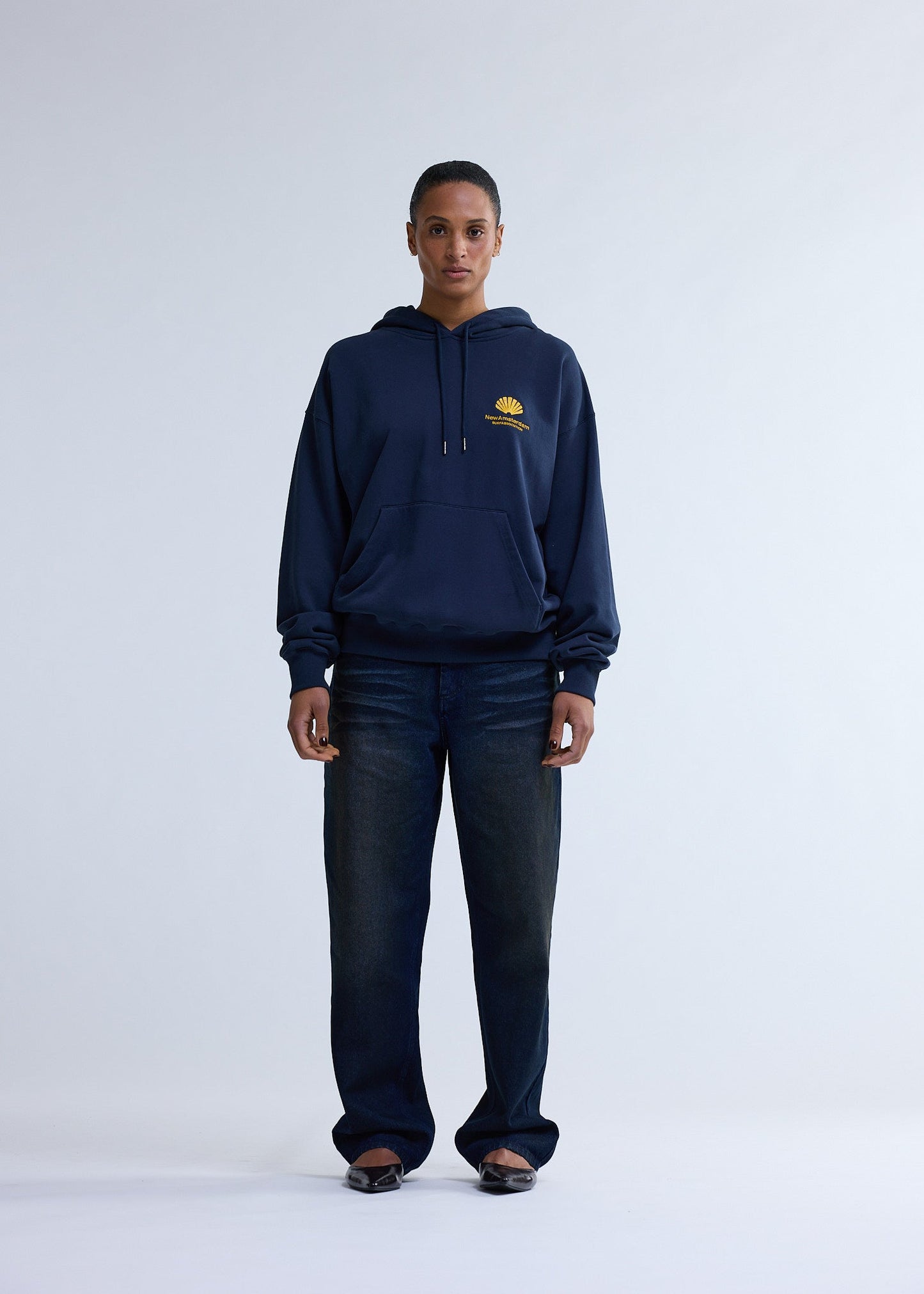 LOGO HOODIE NAVY BLAZER/SUN YELLOW | Navy blazer