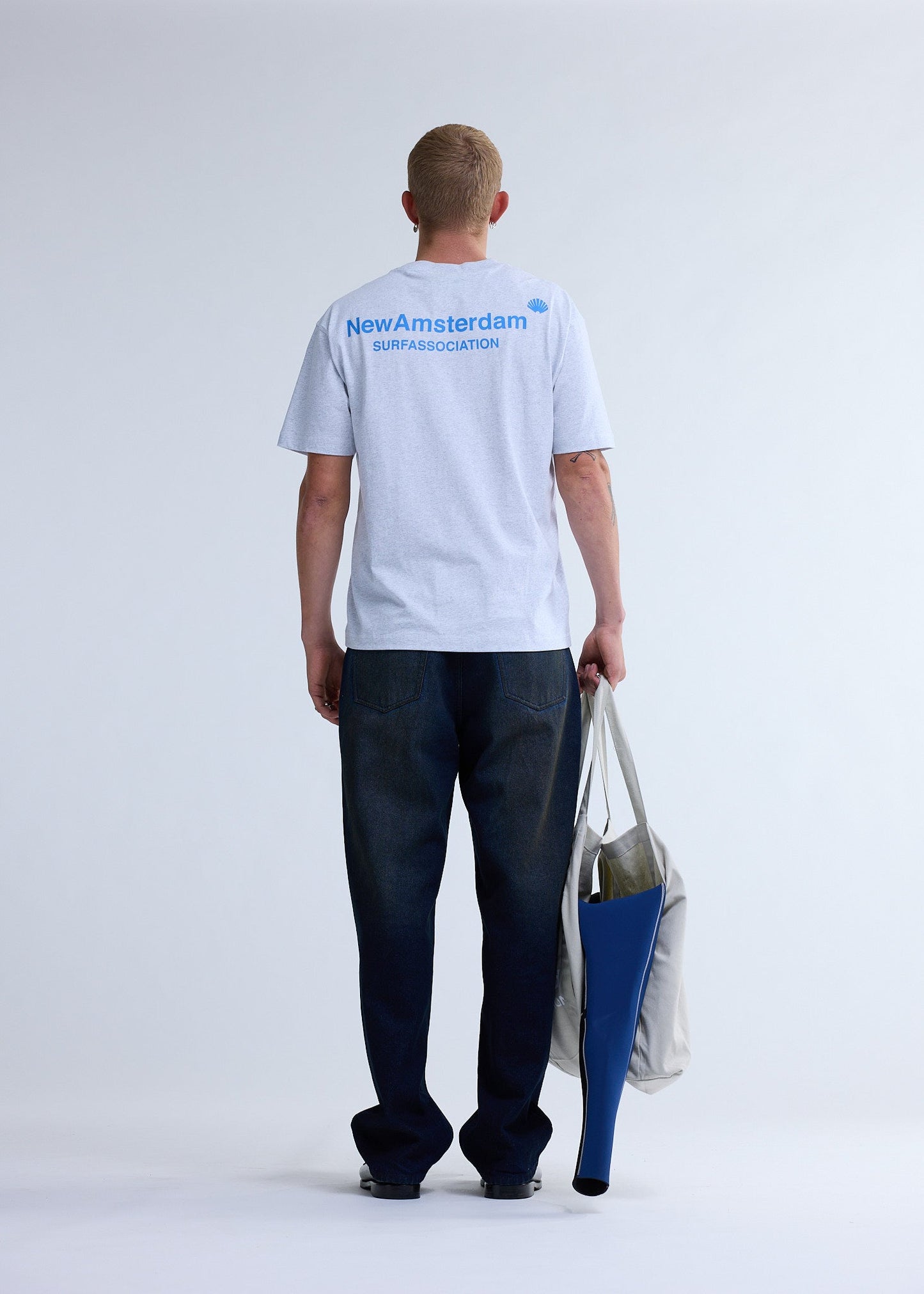 LOGO TEE ASH/BLUE | Ash