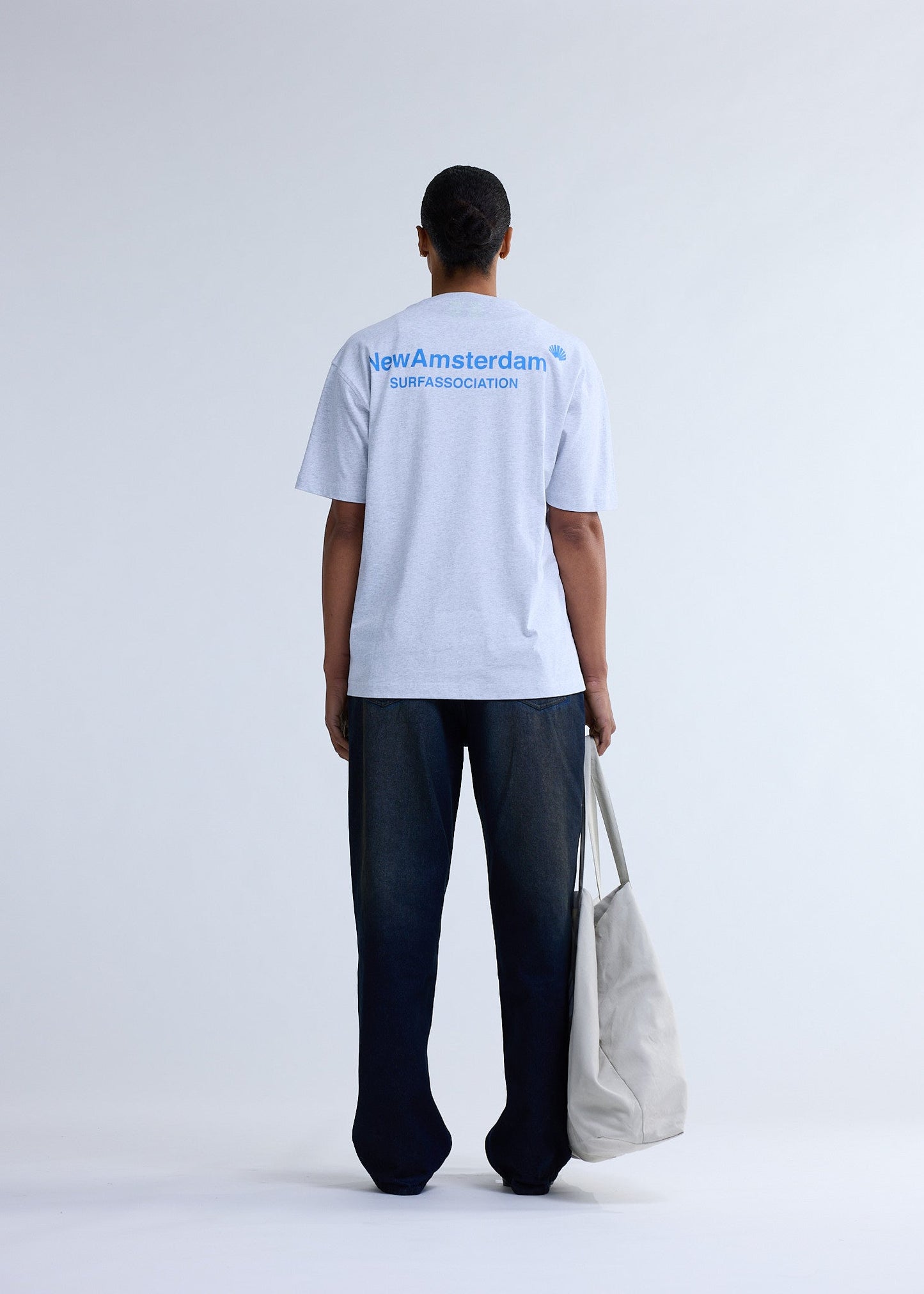 LOGO TEE ASH/BLUE | Ash
