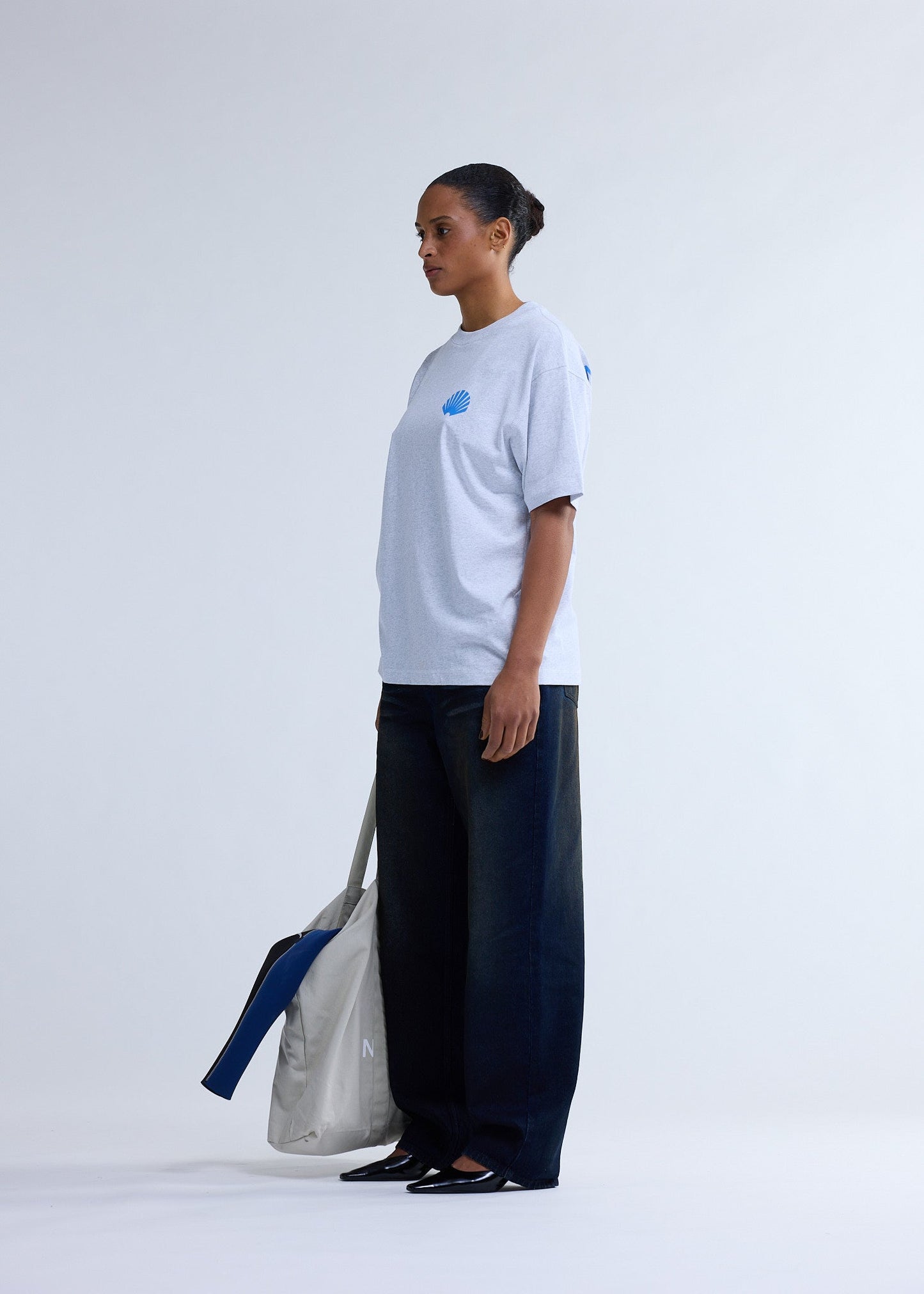 LOGO TEE ASH/BLUE | Ash